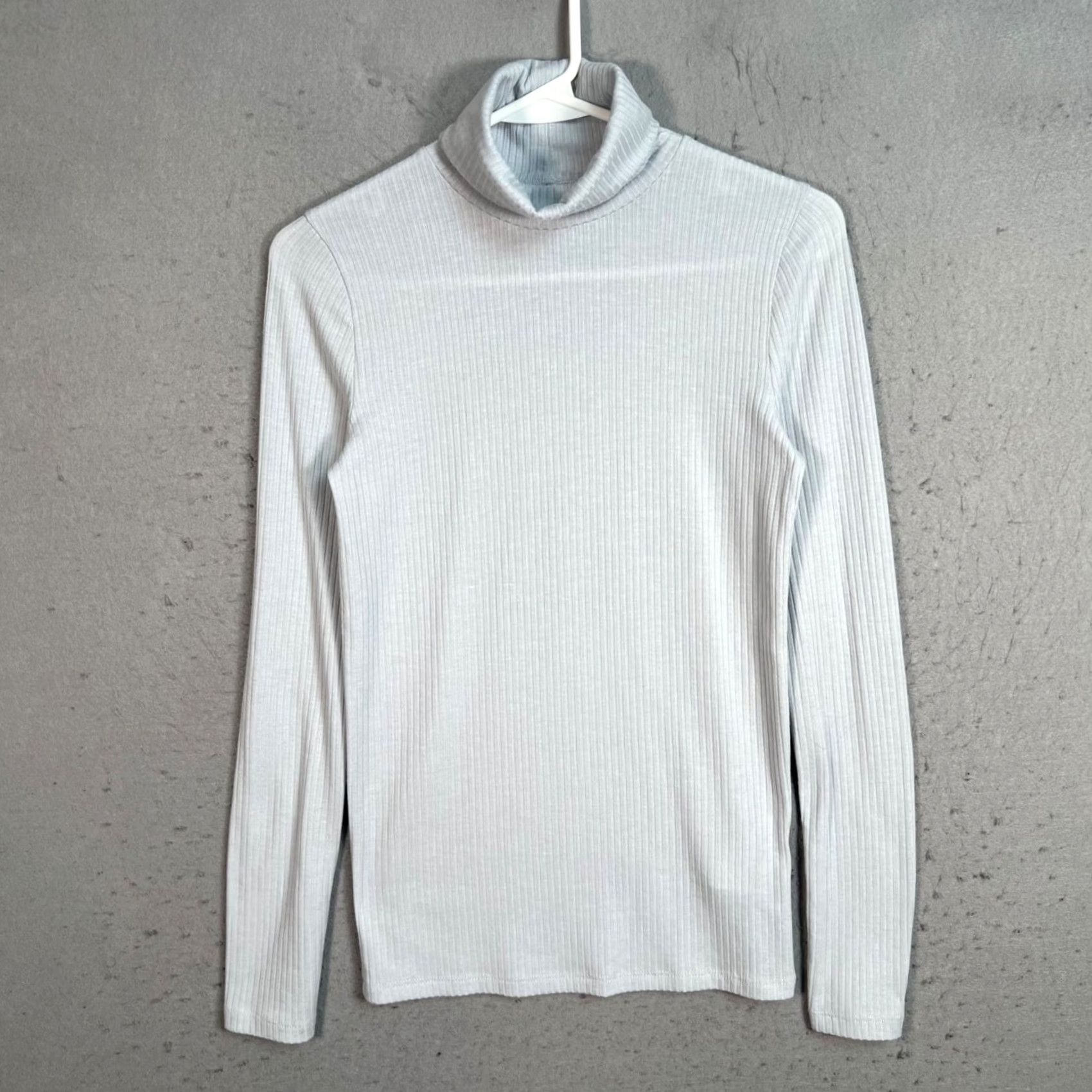 Madewell Madewell Top Womens XS Light Gray Ribbed Turtleneck Pullover Long Sleeve Knit Casual Shirt Size XS / US 0-2 / IT 36-38 - 2 Thumbnail