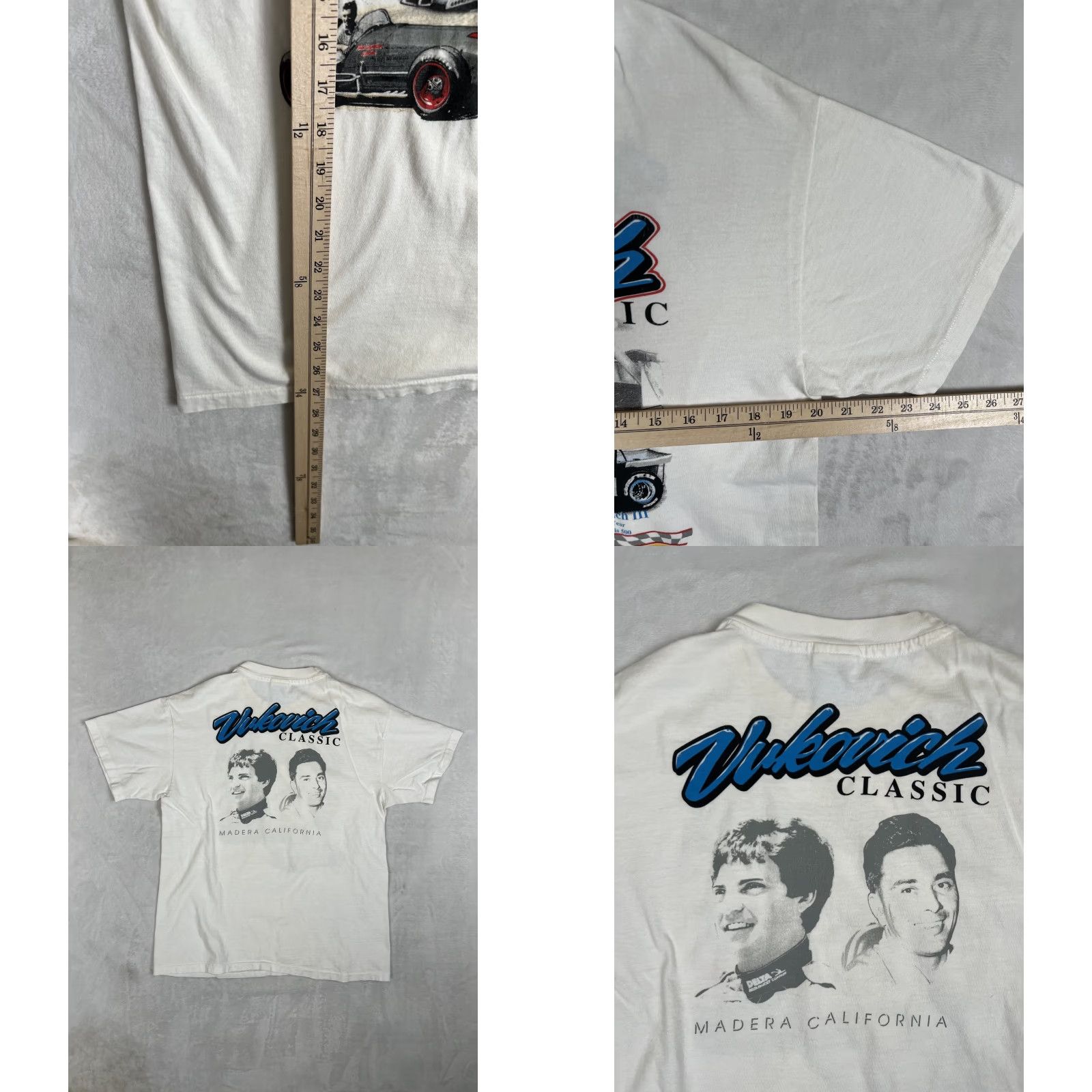 Hanes VINTAGE Hanes T-Shirt Crew Neck Short Sleeve Graphic Print 90s Cars USA White Cotton Size L Men Regular Gauge: Size Large Size US L / EU 52-54 / 3 - 8 Thumbnail