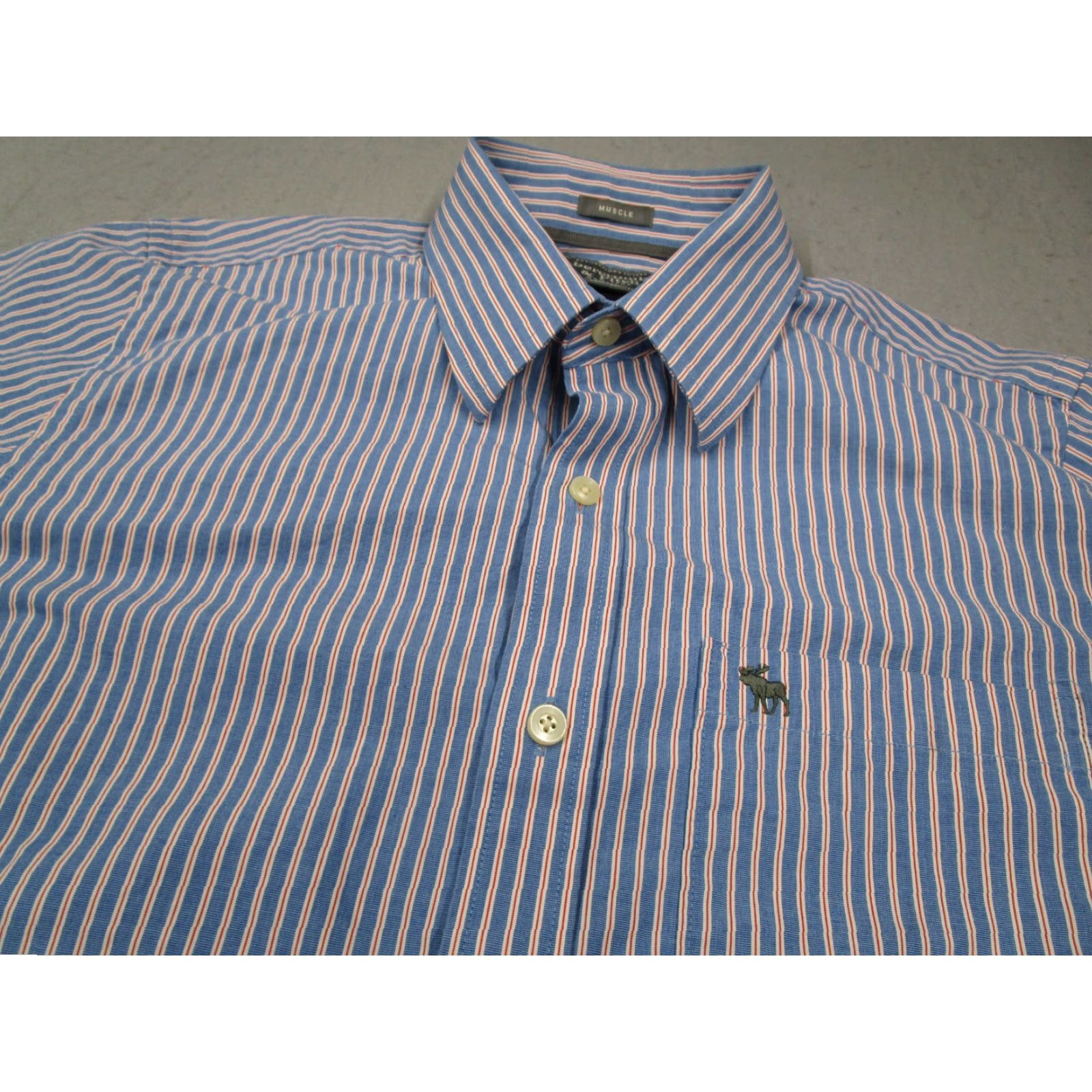 Abercrombie & Fitch VINTAGE Abercrombie & Fitch Shirt Mens L Muscle Blue Button Up Twill Long Sleeve Y2K Size US L / EU 52-54 / 3 - 2 Thumbnail
