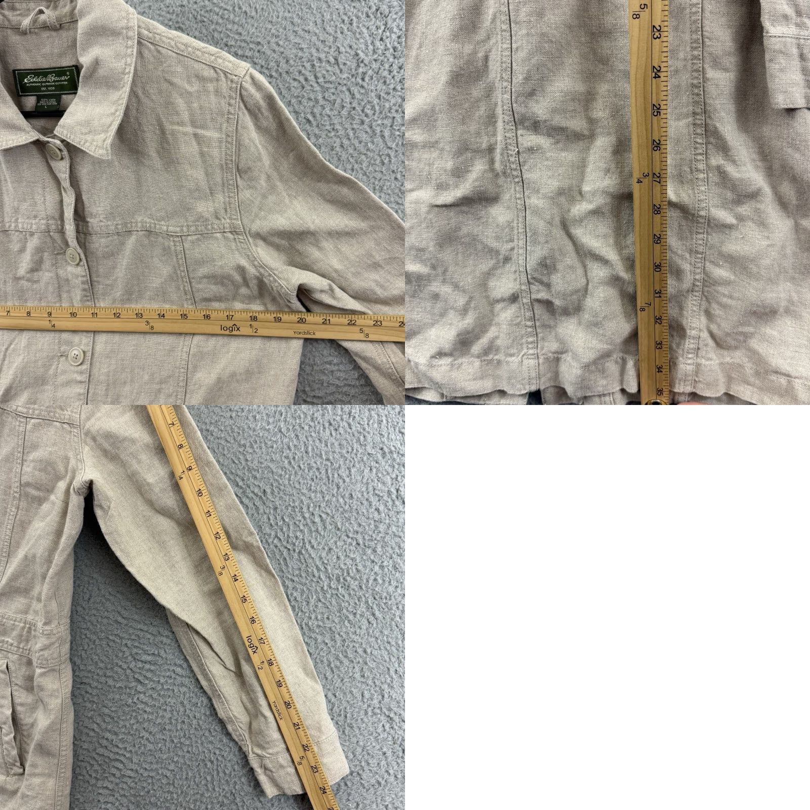Eddie Bauer Eddie Bauer Jacket Womens Large Beige Linen Button Up Lightweight Boho Lagenlook Linen Knit Long Sleeve Solid Size L / US 10 / IT 46 - 8 Thumbnail