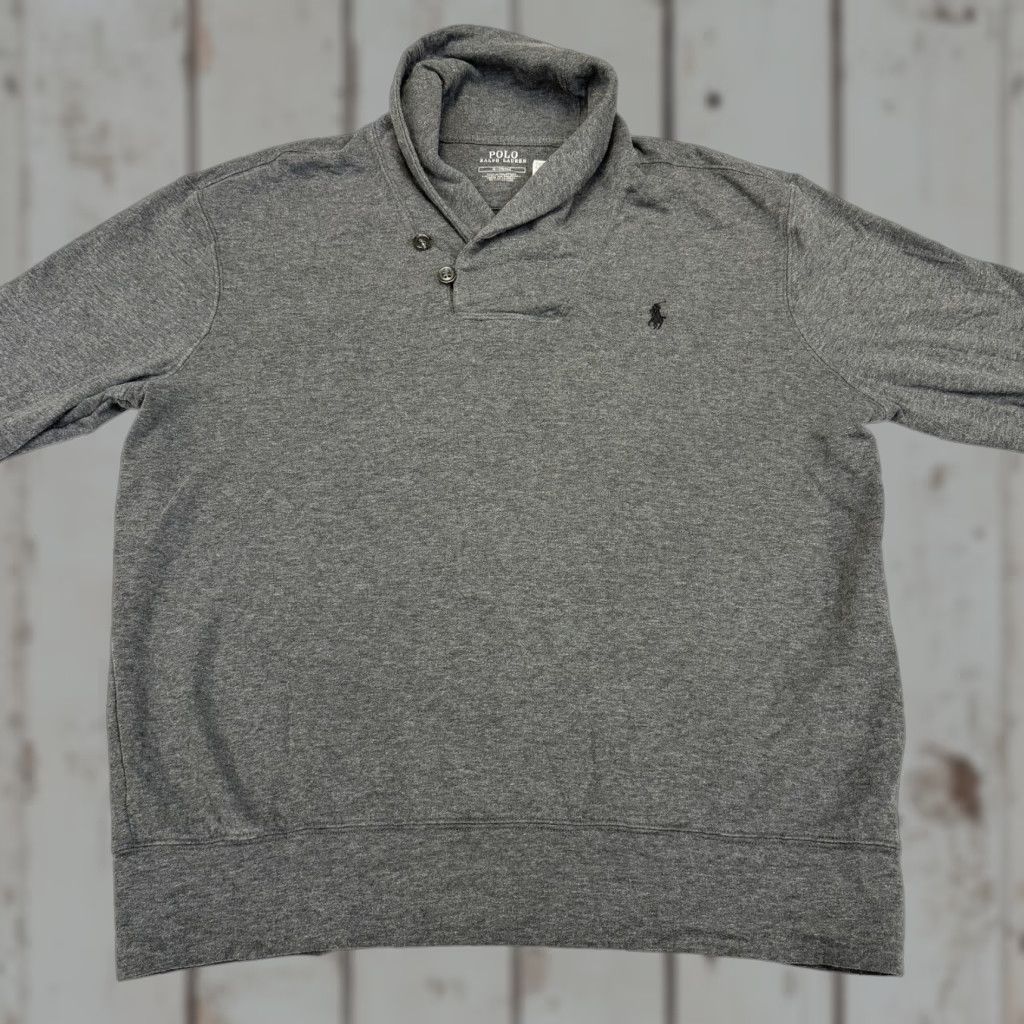 Polo Ralph Lauren Polo Ralph Lauren Sweatshirt Mens Medium Gray Button Shawl Collar Pony Logo Shirt Mens Size US M / EU 48-50 / 2 - 1 Thumbnail
