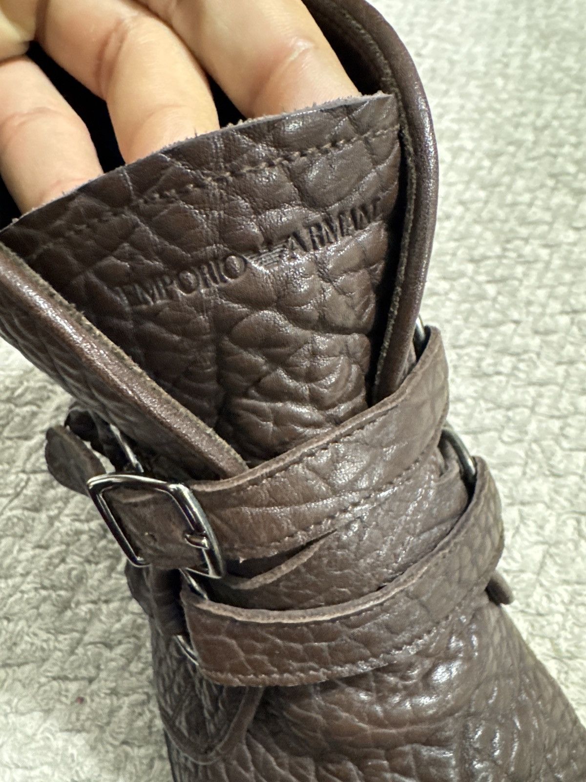 Emporio Armani 2000’s emporio armani grained leather straps boots Size US 9 / EU 42 - 4 Thumbnail