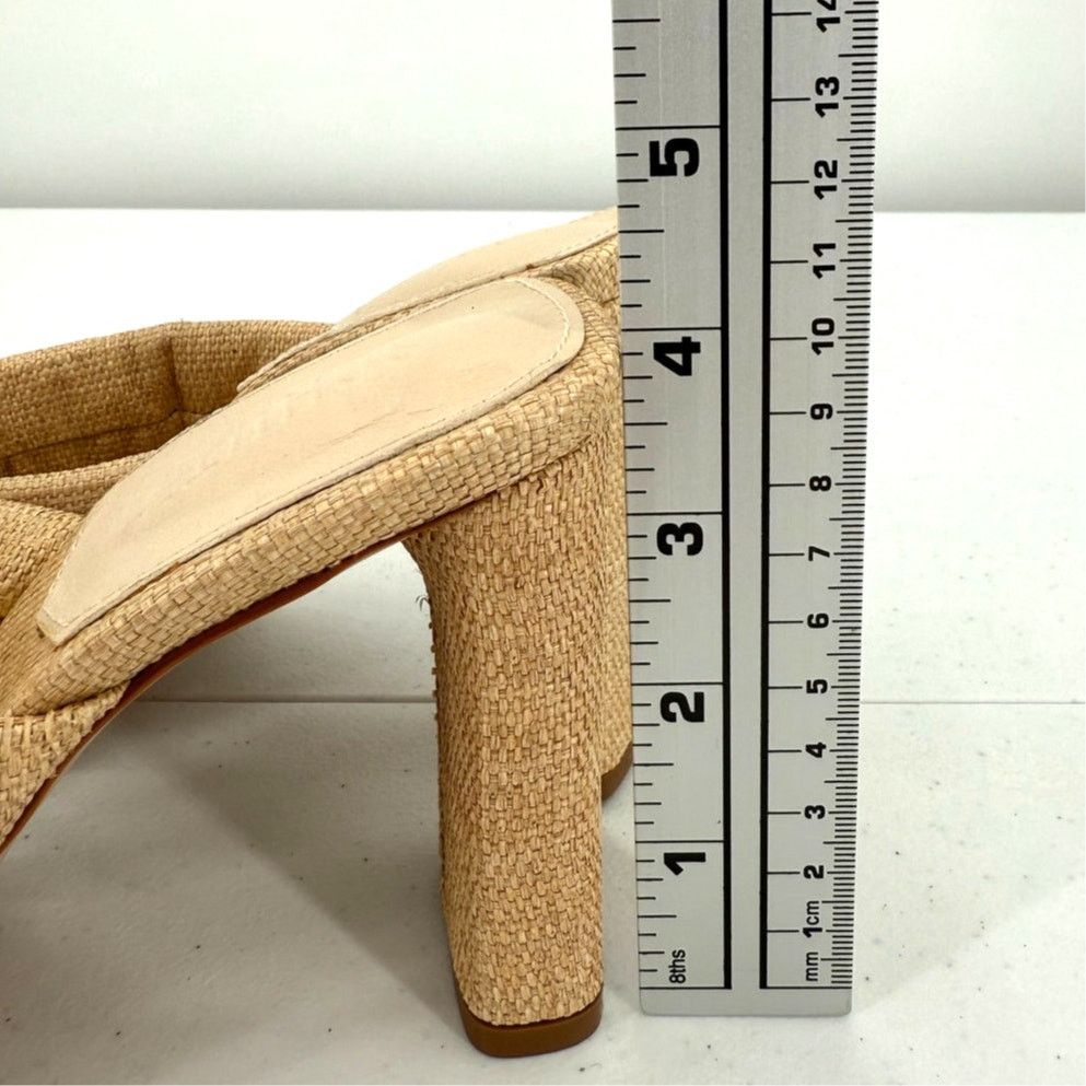 SCHUTZ NEW Schutz Fairy Eggshell Straw & Leather Mid Heel Sandal Size US 8.5 / IT 38.5 - 9 Thumbnail