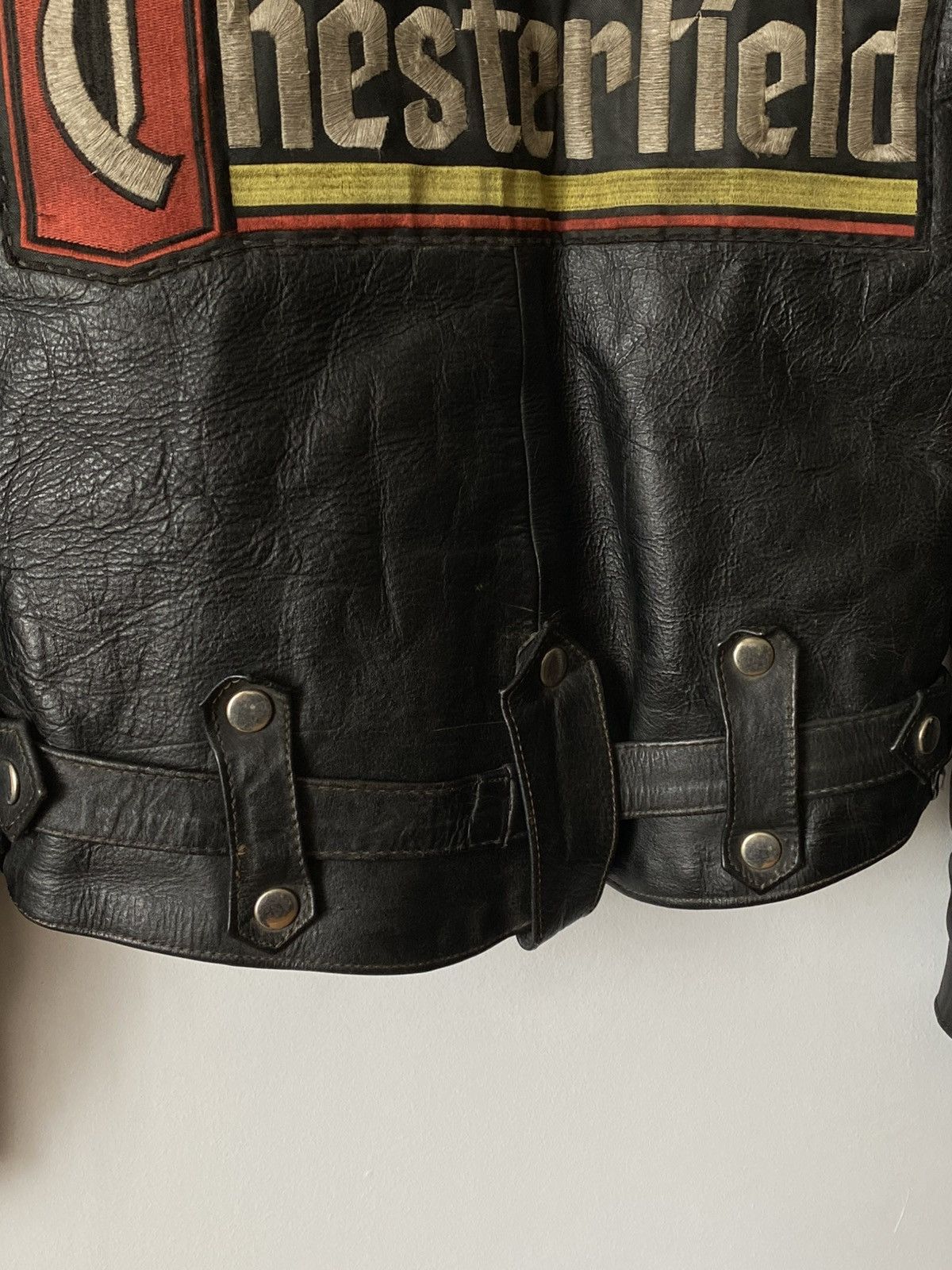 Leather Rare Chesterfield Aprilla Biker Leather Jacket Trims 80s 90s Size US M / EU 48-50 / 2 - 4 Thumbnail