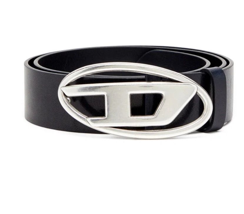 Diesel Black Leather Belt with D-Buckle (Shiny) Size ONE SIZE - 1 Preview