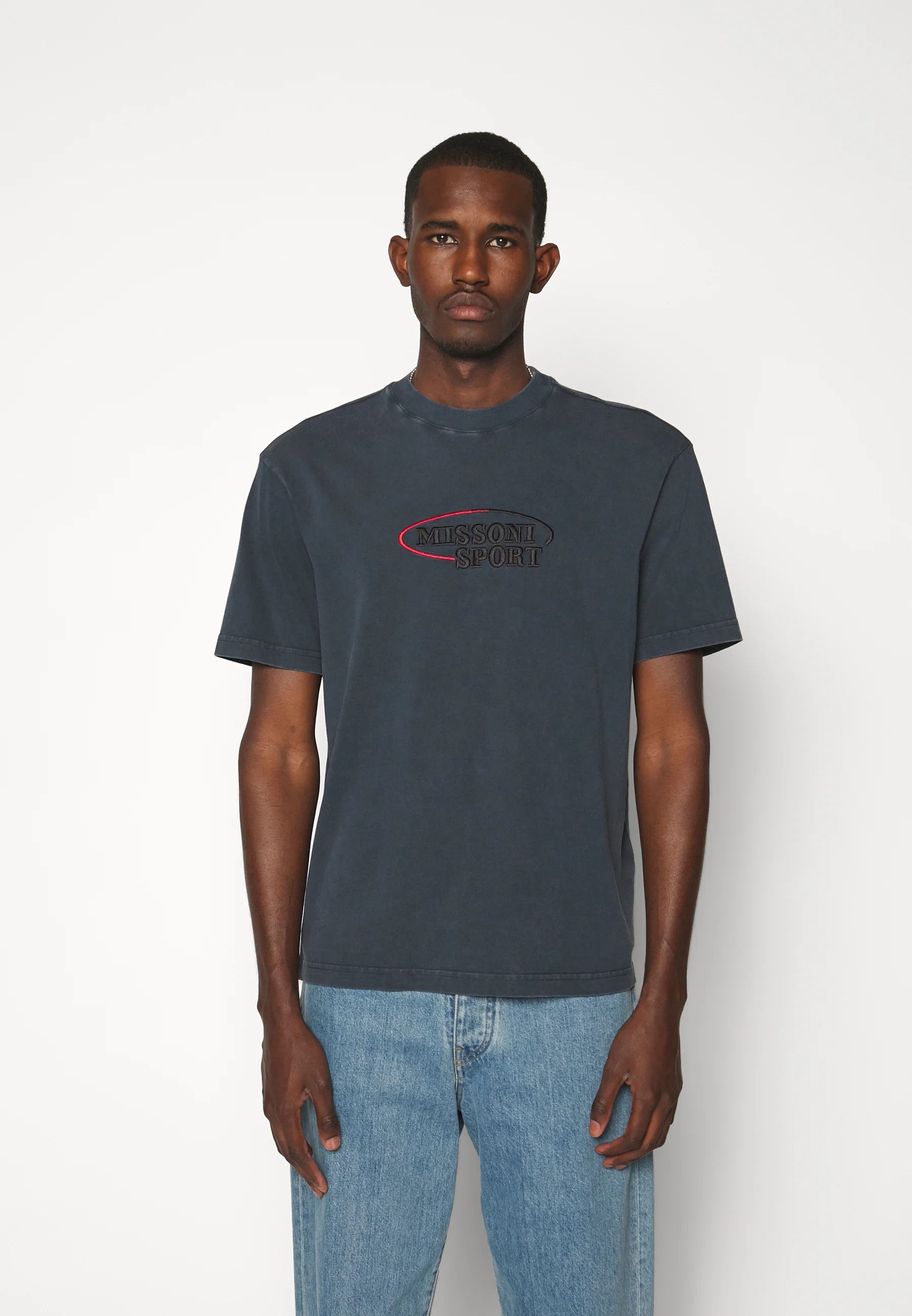 Missoni o1y0225 Logo Crewneck T-Shirt in Dark Blue Size US XS / EU 42 / 0 - 4 Thumbnail