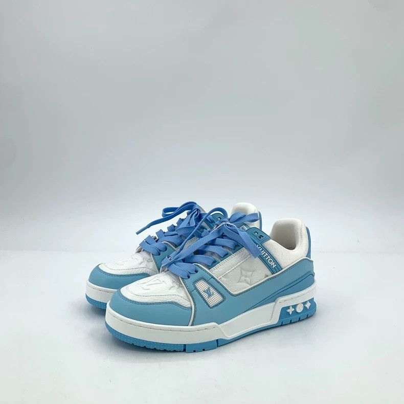 Louis Vuitton Louis Vuitton Trainer blue logo embossed lace-up casual fl Size US 6 / IT 36 - 1 Thumbnail