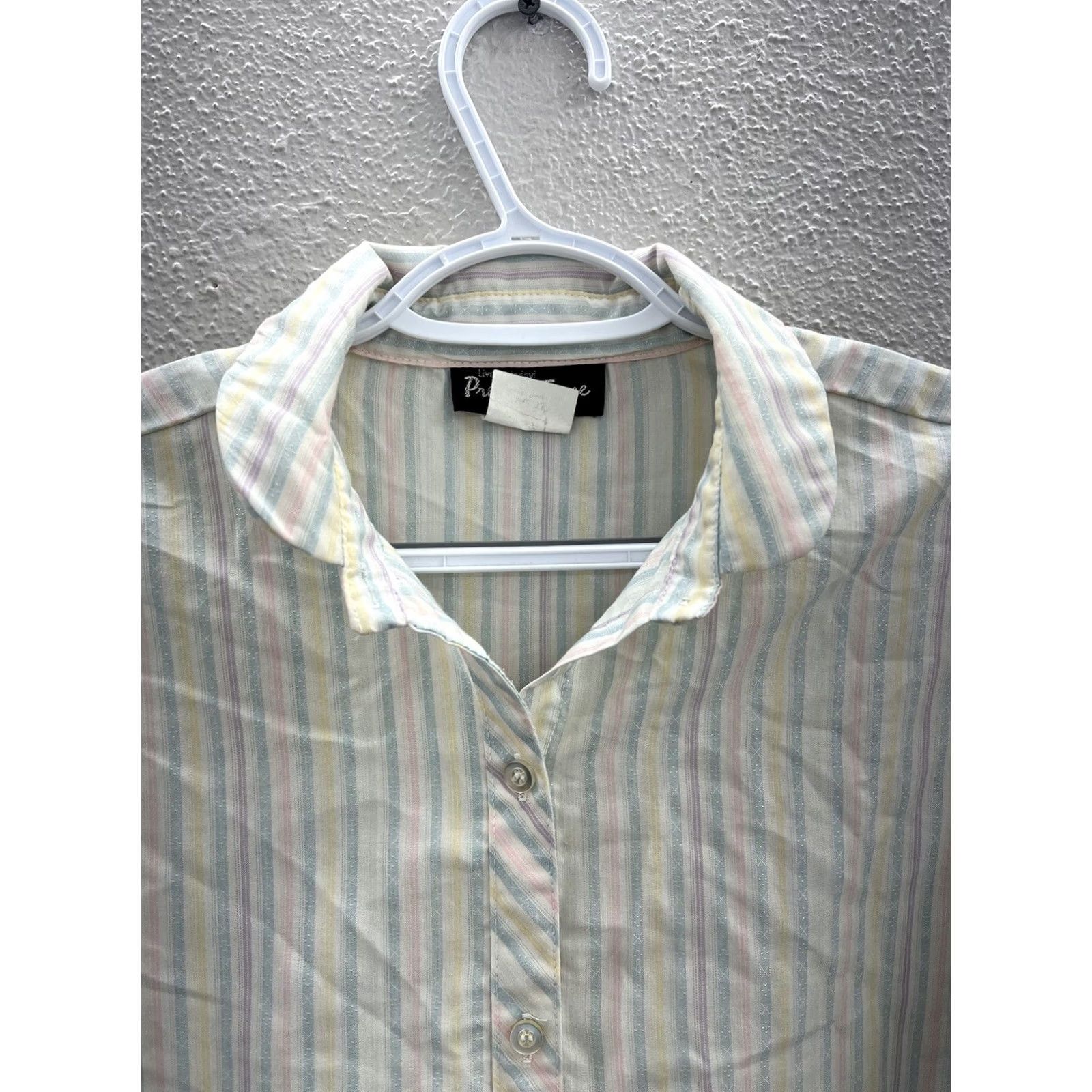 Vintage VINTAGE Present Tense Shirt Size 13 White Striped Short Sleeve Button Up Womens Size XL / US 12-14 / IT 48-50 - 3 Thumbnail