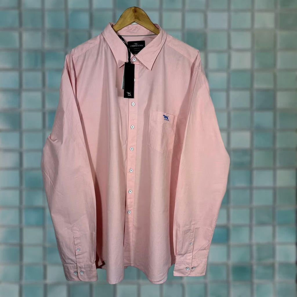 Rodd & Gunn Rodd & Gunn Glenbrook LS SF Shirt Mens 3XLT Pink Cotton Lyocell Button-Up Twill Pocket Embroidered Dog Needlepoint Sports Fit Casual Business Travel Size US XXL / EU 58 / 5 - 1 Thumbnail