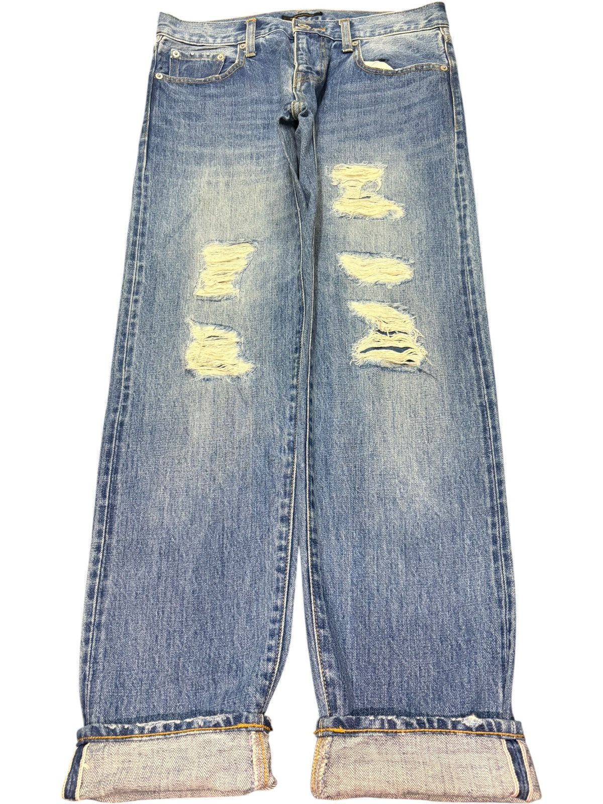 Uniqlo Vintage Japanese Brand Distressed Selvedge Jeans Size 30" / US 8 / IT 44 - 1 Thumbnail