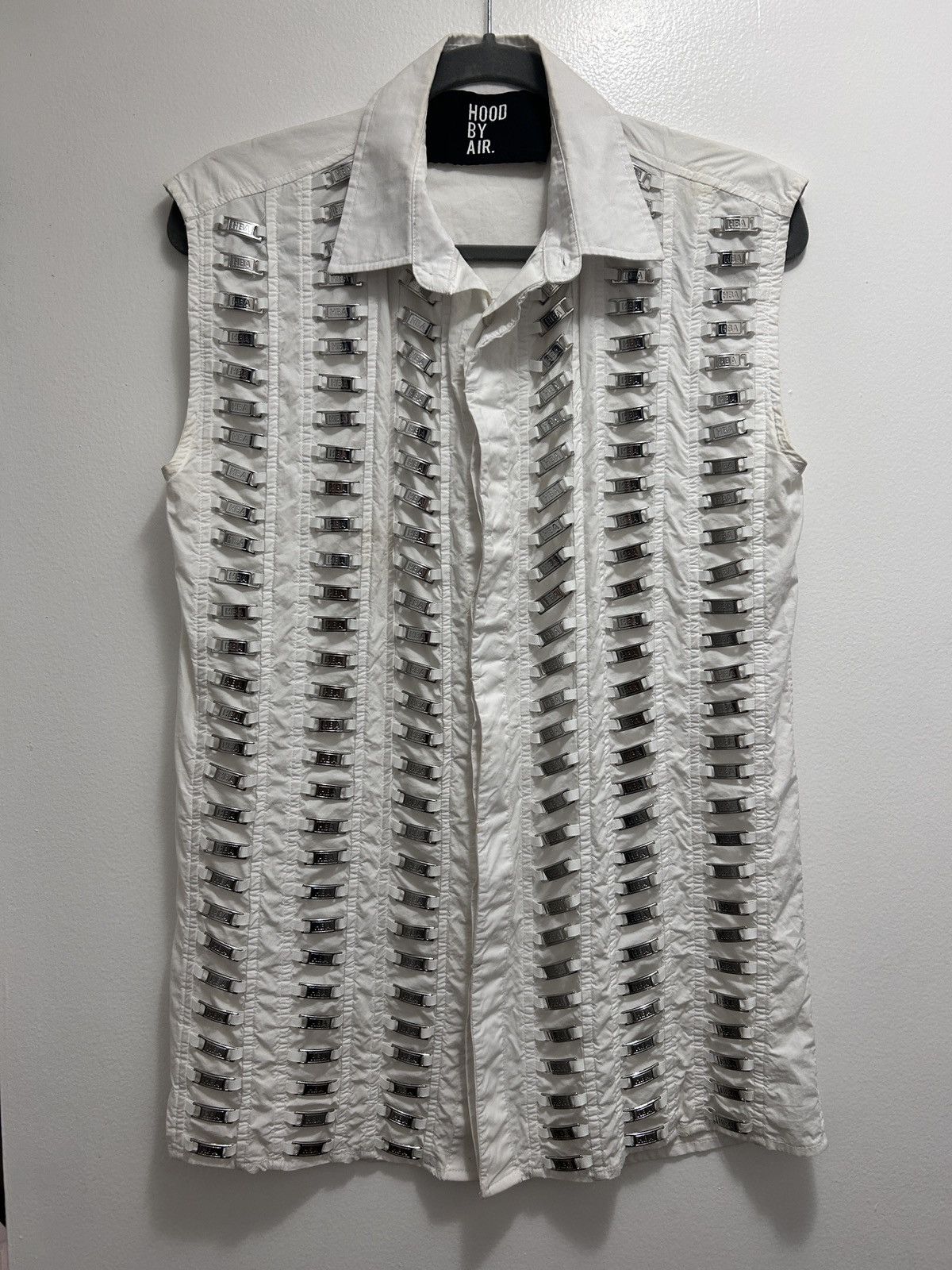 image of Fw16 Hood By Air Sleeveless Button Up in White, Men's (Size Small)