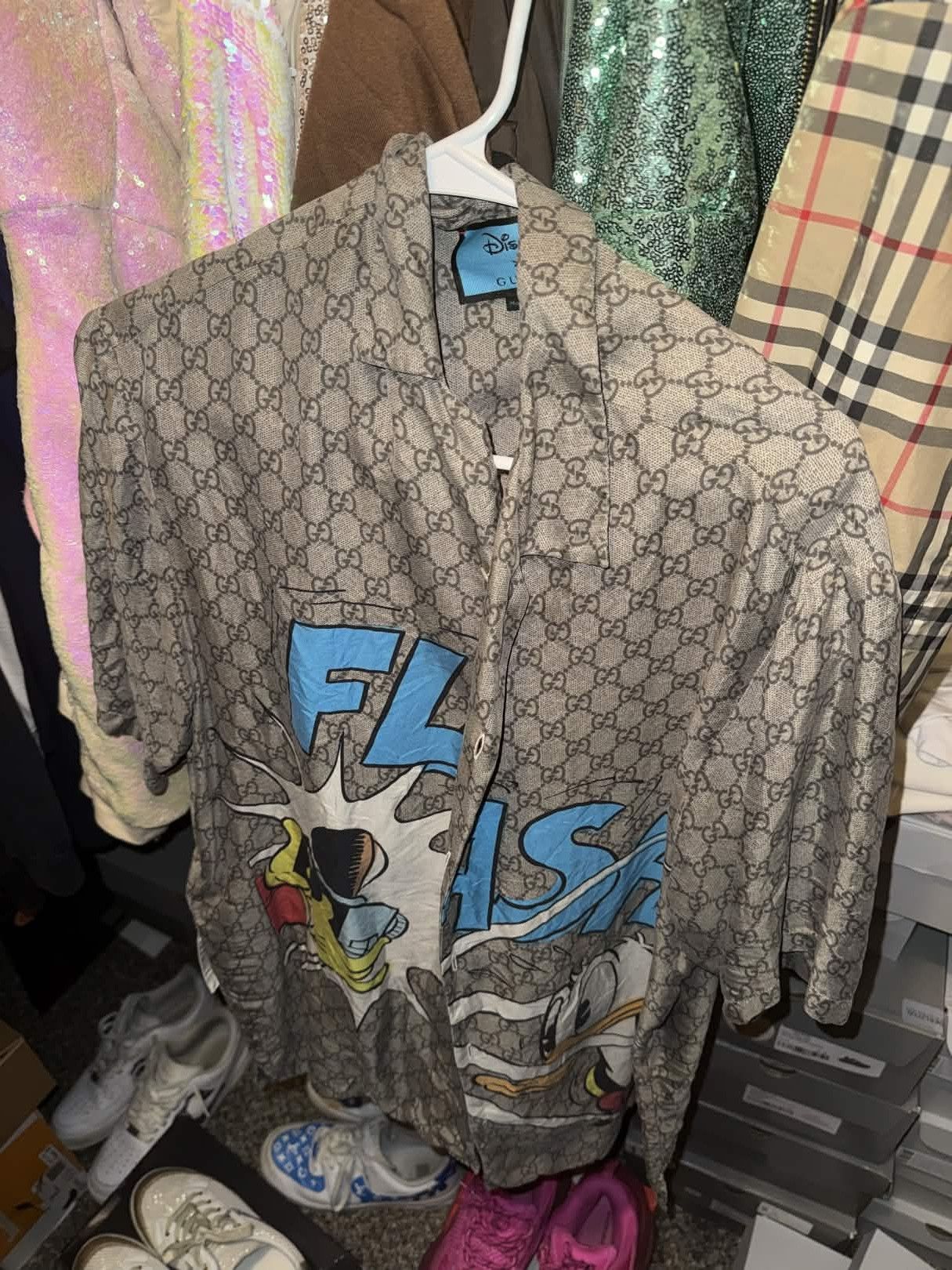 Gucci Gucci Flash Donald Duck Monogram Silk Button Up Size US S / EU 44-46 / 1 - 1 Thumbnail