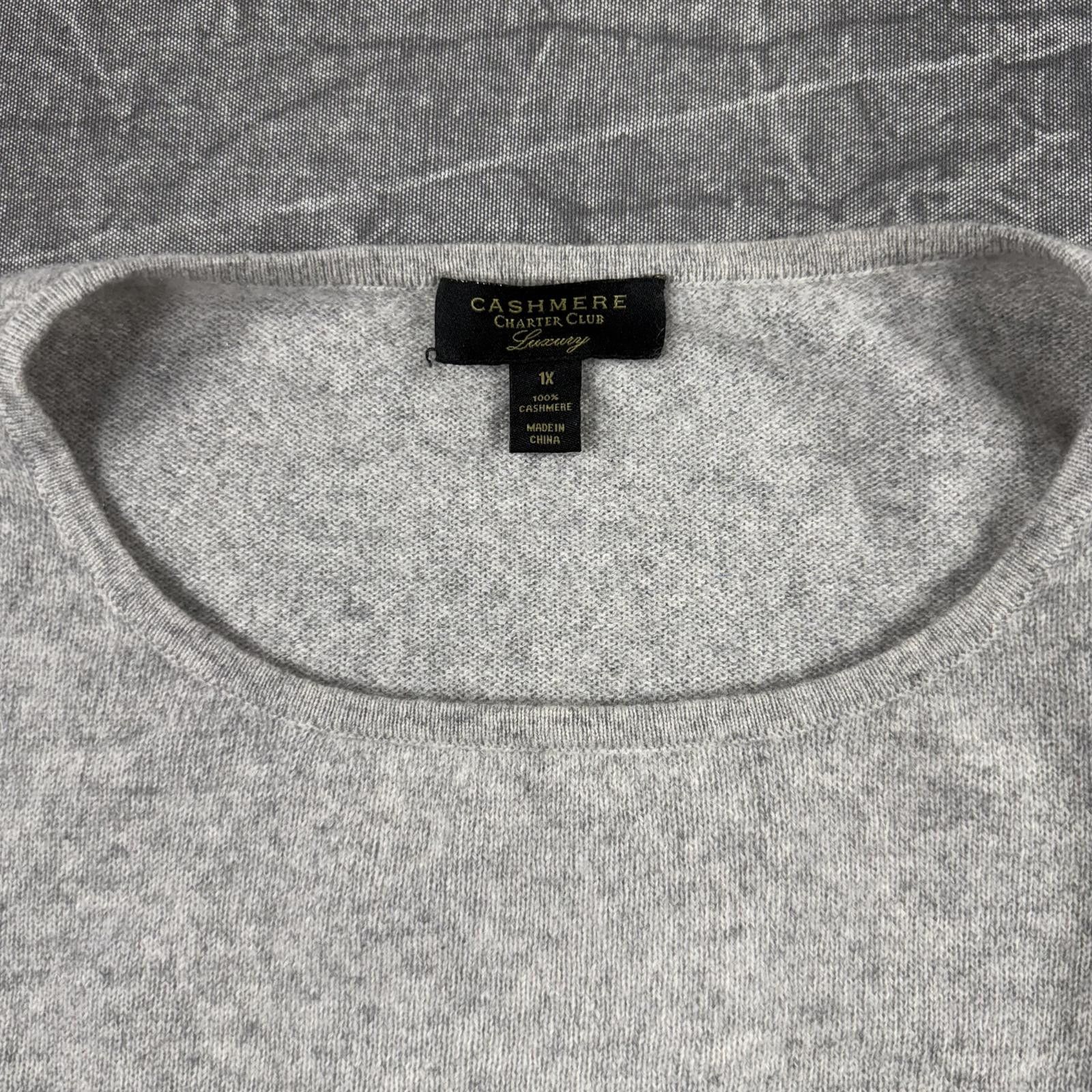 Charter Club Charter Club Sweater Women's 1X Grey Cashmere Bell Sleeve Size L / US 10 / IT 46 - 3 Thumbnail