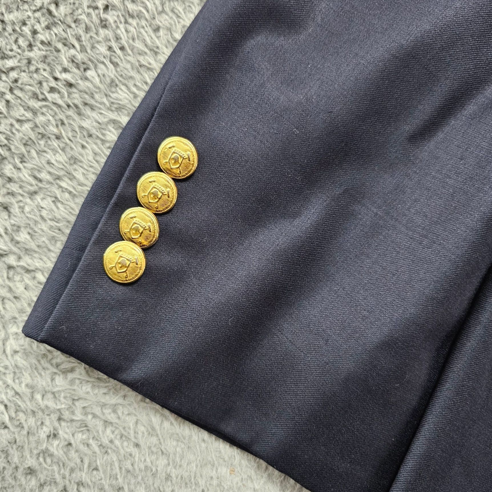 Ralph Lauren VINTAGE Lauren Ralph Lauren Sport Coat Blazer Jacket Mens 46L Navy Gold Button 100% Wool Size 46R - 3 Thumbnail