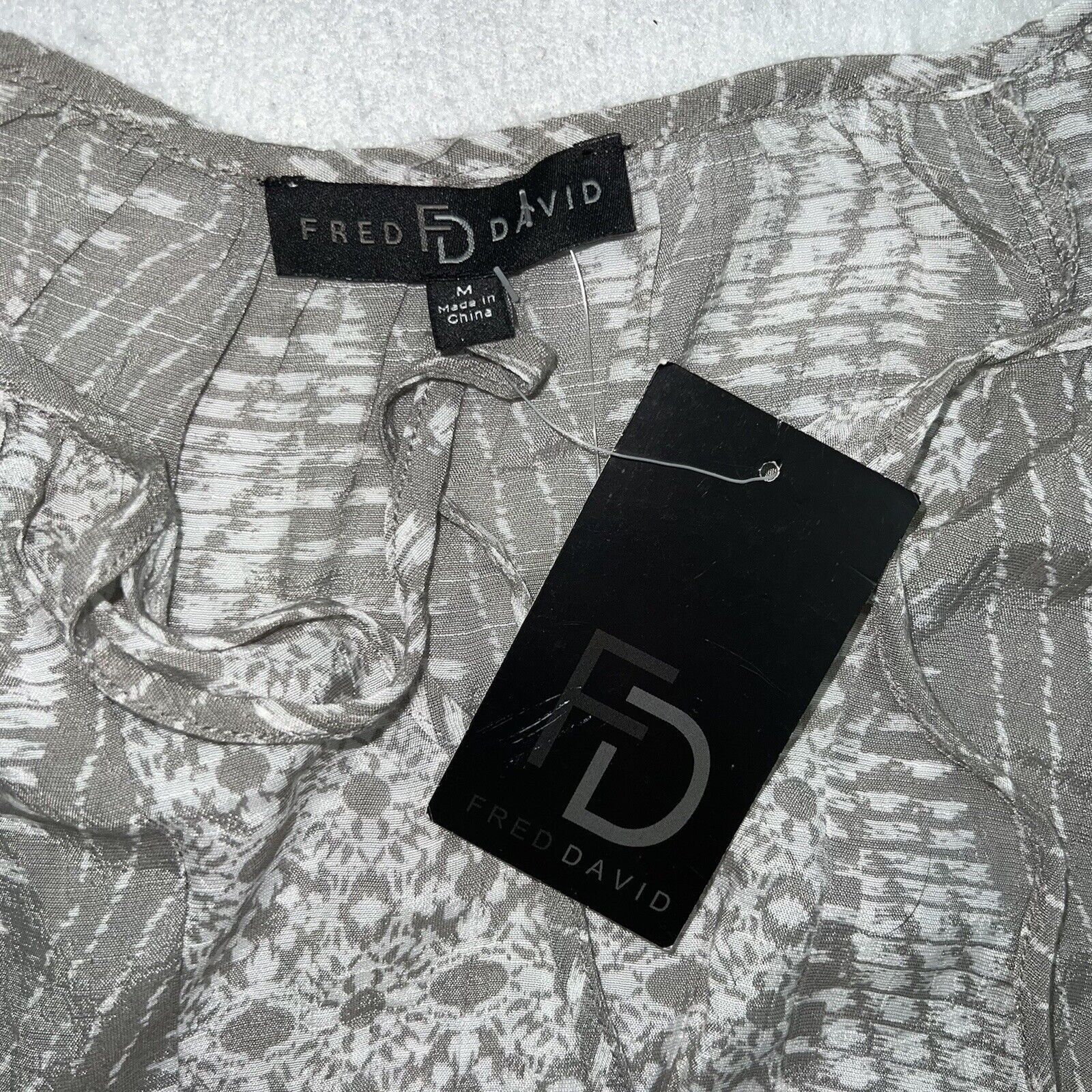 Other Fred David Gray 3/4 Sleeve Pullover Patterned Top Size M / US 6-8 / IT 42-44 - 3 Thumbnail