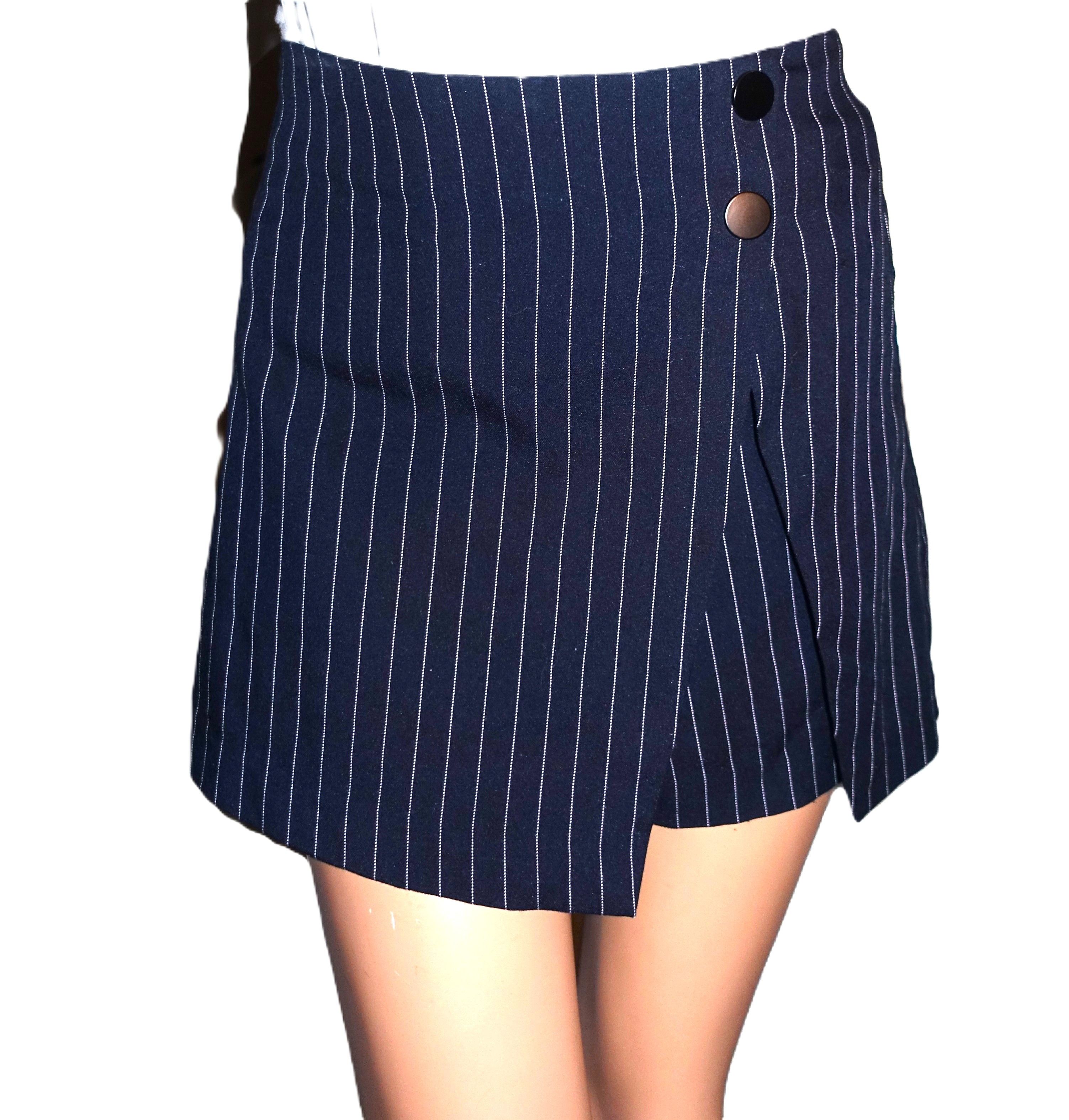 Other Dark Navy Blue White Striped Wrap Skort 2 Size 24" / US 00 / IT 34 - 1 Thumbnail