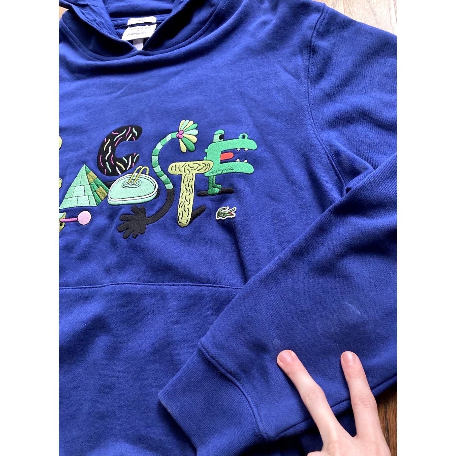 Lacoste Lacoste Jeremyville Hoodie Sweatshirt Size Large Navy Blue Art Pullover Limited Edition Men Size US L / EU 52-54 / 3 - 7 Thumbnail