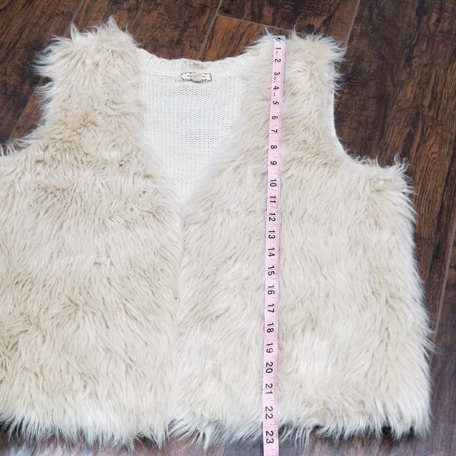 Other Faux Fur Vest Eyeshadow LARGE tan Ivory open front fall Size L / US 10 / IT 46 - 5 Thumbnail