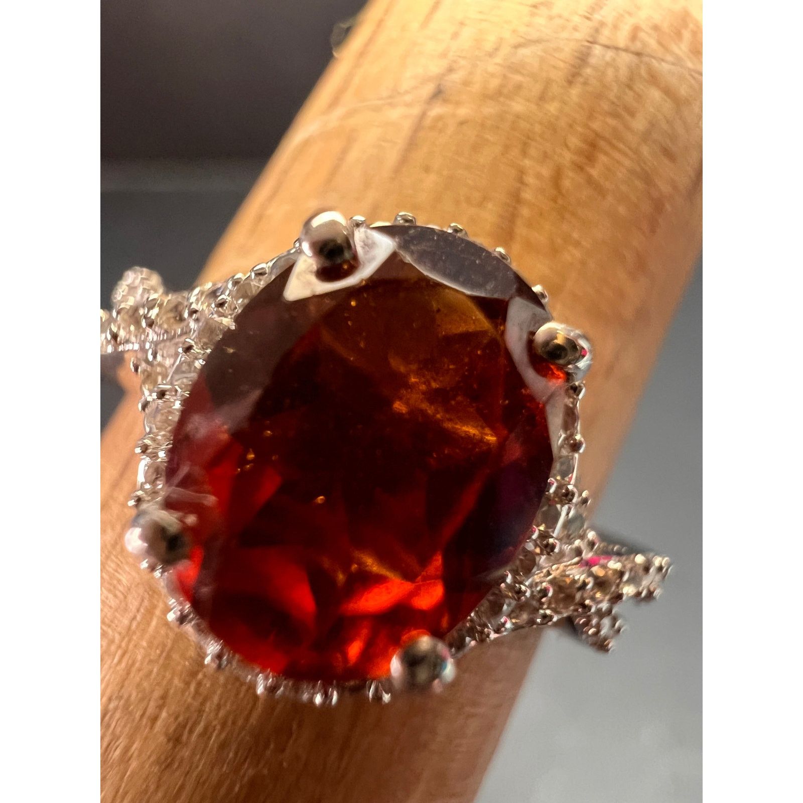 Other NEW Hessonite garnet and zircon ring in 925 silver size 7 Size ONE SIZE - 9 Thumbnail