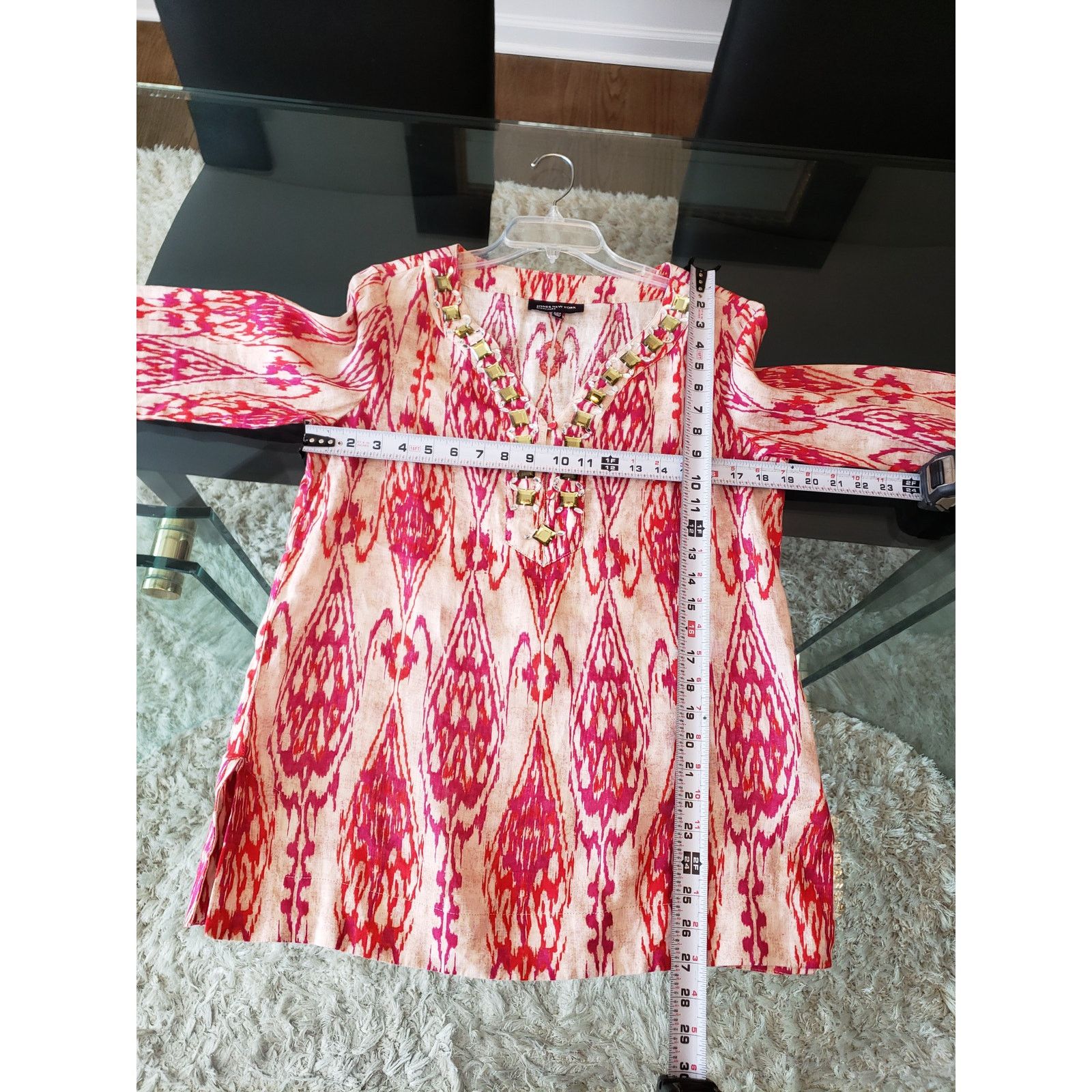 Jones New York Jones New York Signature Top S Beige Pink Ikat Print Linen Size S / US 4 / IT 40 - 14 Thumbnail