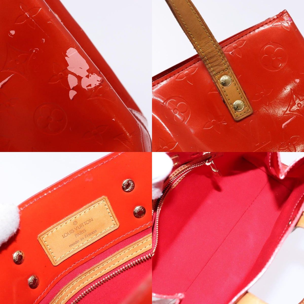 Louis Vuitton LOUIS VUITTON Monogram Vernis Reade PM Hand Bag Red Rouge Size ONE SIZE - 11 Thumbnail