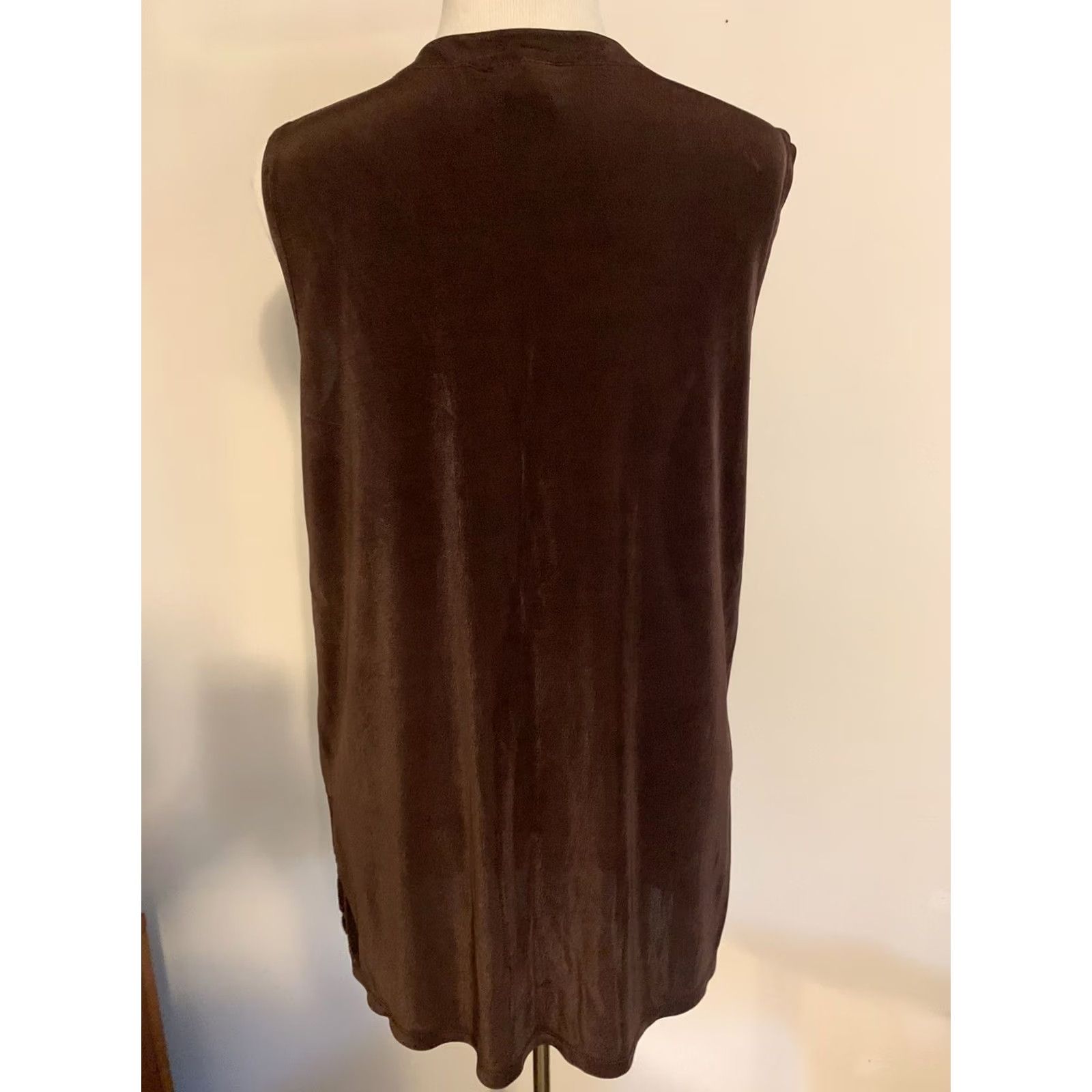 Coldwater Creek VINTAGE Coldwater Creek Tank Womens 8 Brown Embroidered Sleeveless V-Neck Boho Slinky Flowy Size M / US 6-8 / IT 42-44 - 2 Thumbnail