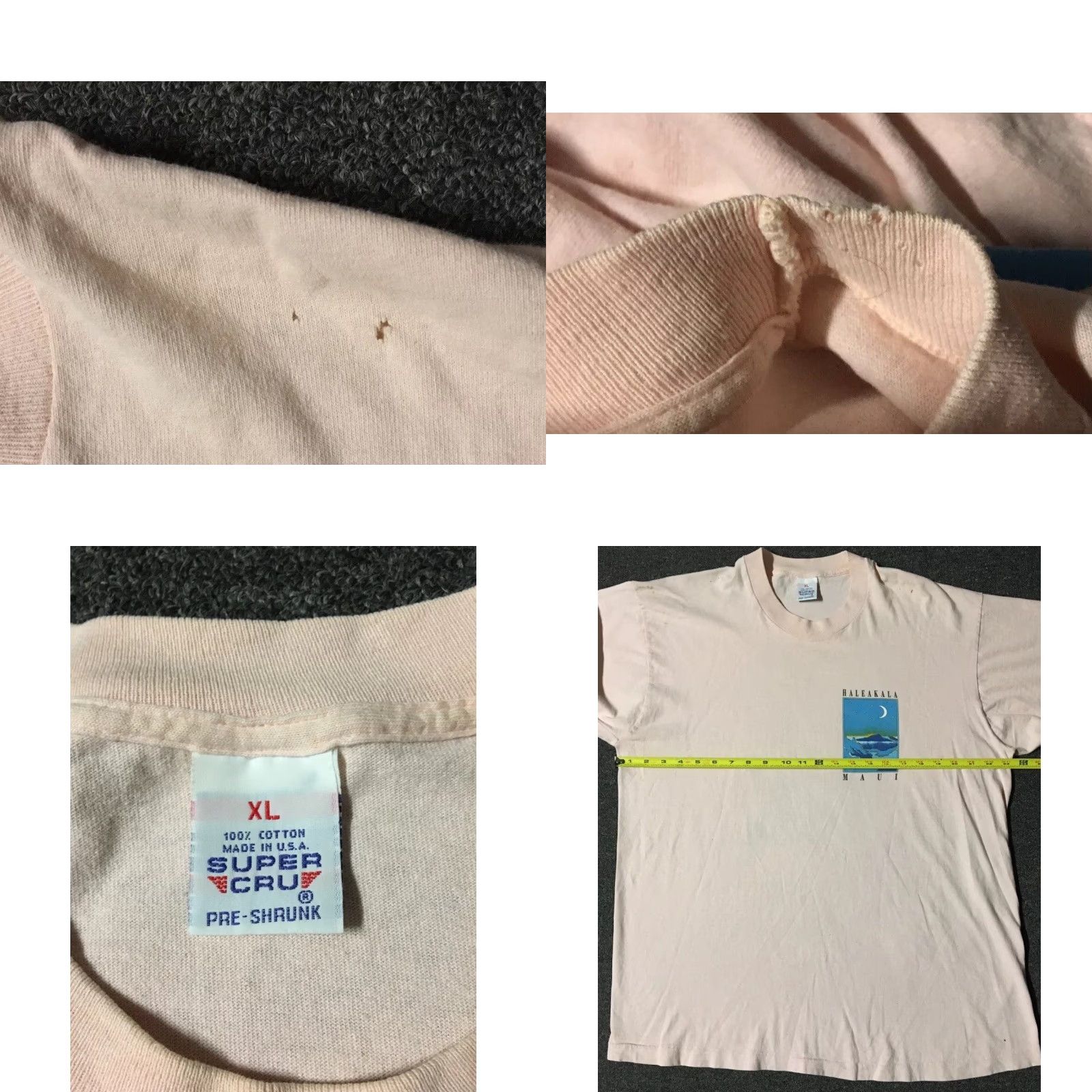 Vintage VINTAGE Haleakala Maui Hawaii Faded Shirt XL - 80s Ocean Beach Surf Grunge Graphic Tee Men Pink Size US XL / EU 56 / 4 - 8 Thumbnail