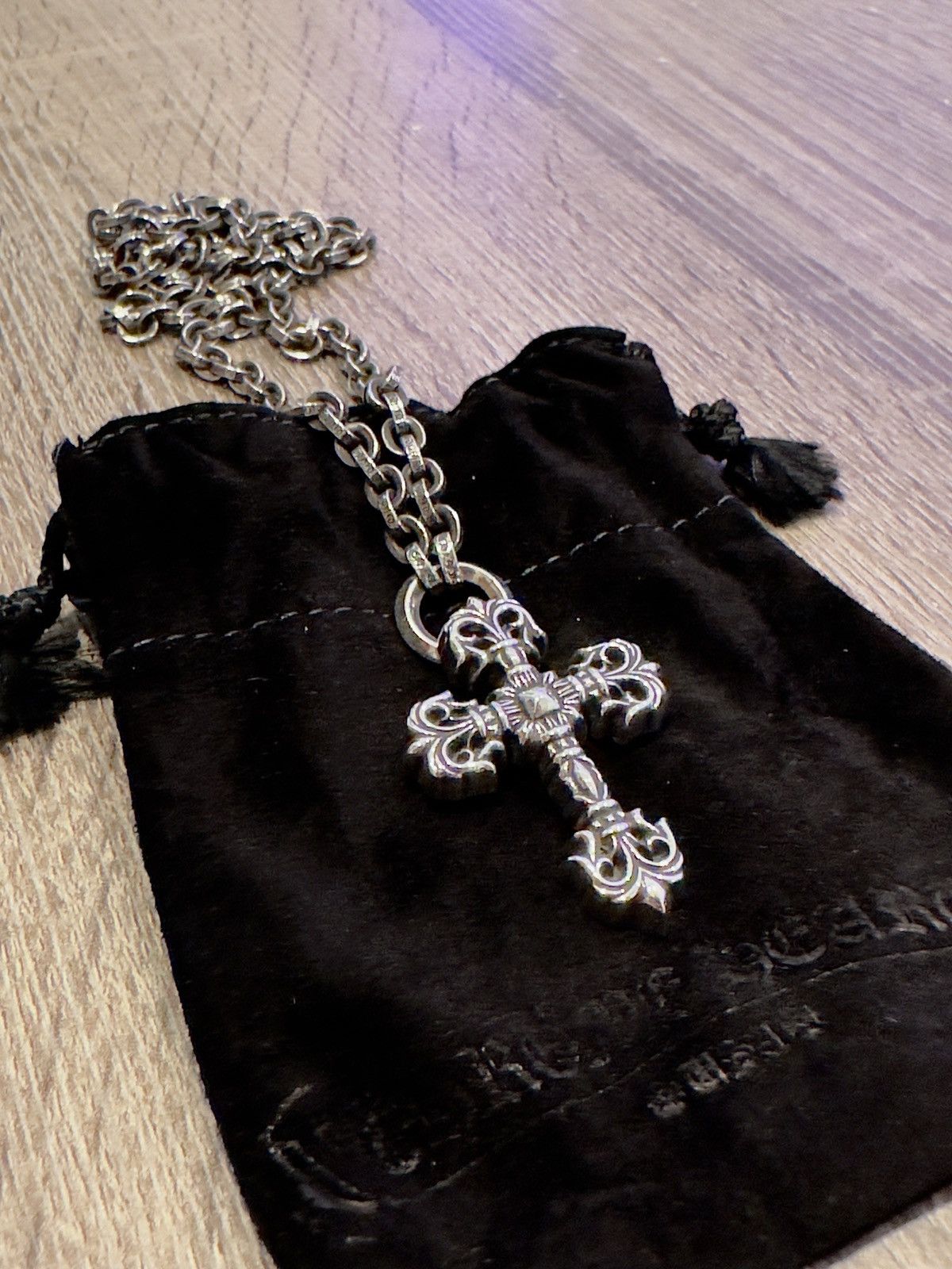 ★クロムハーツ★Filigree SML Pendant + Paper Chain Set Chrome Hearts Chrome Hearts Filigree Sapphire Cross Paper