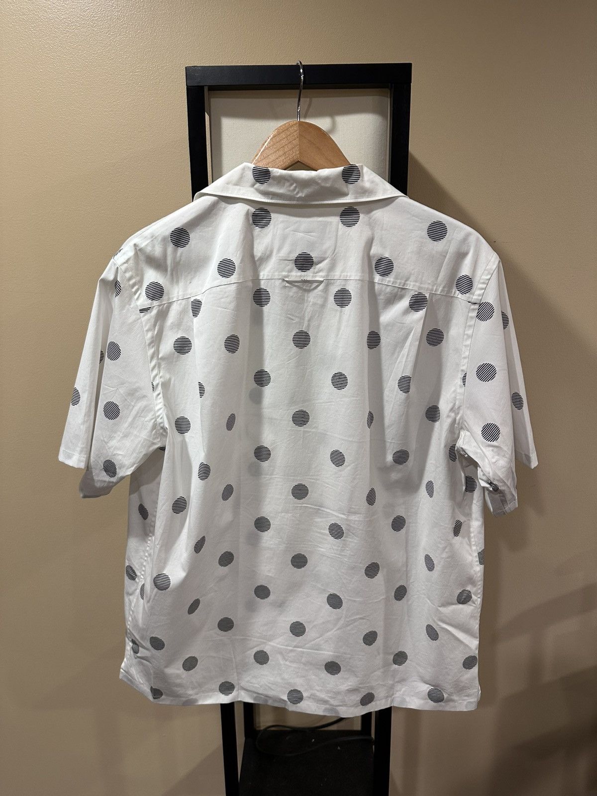 Prada Prada Polka-Dot White Triangle Logo Bowling Button Up Shirt Size US M / EU 48-50 / 2 - 2 Thumbnail