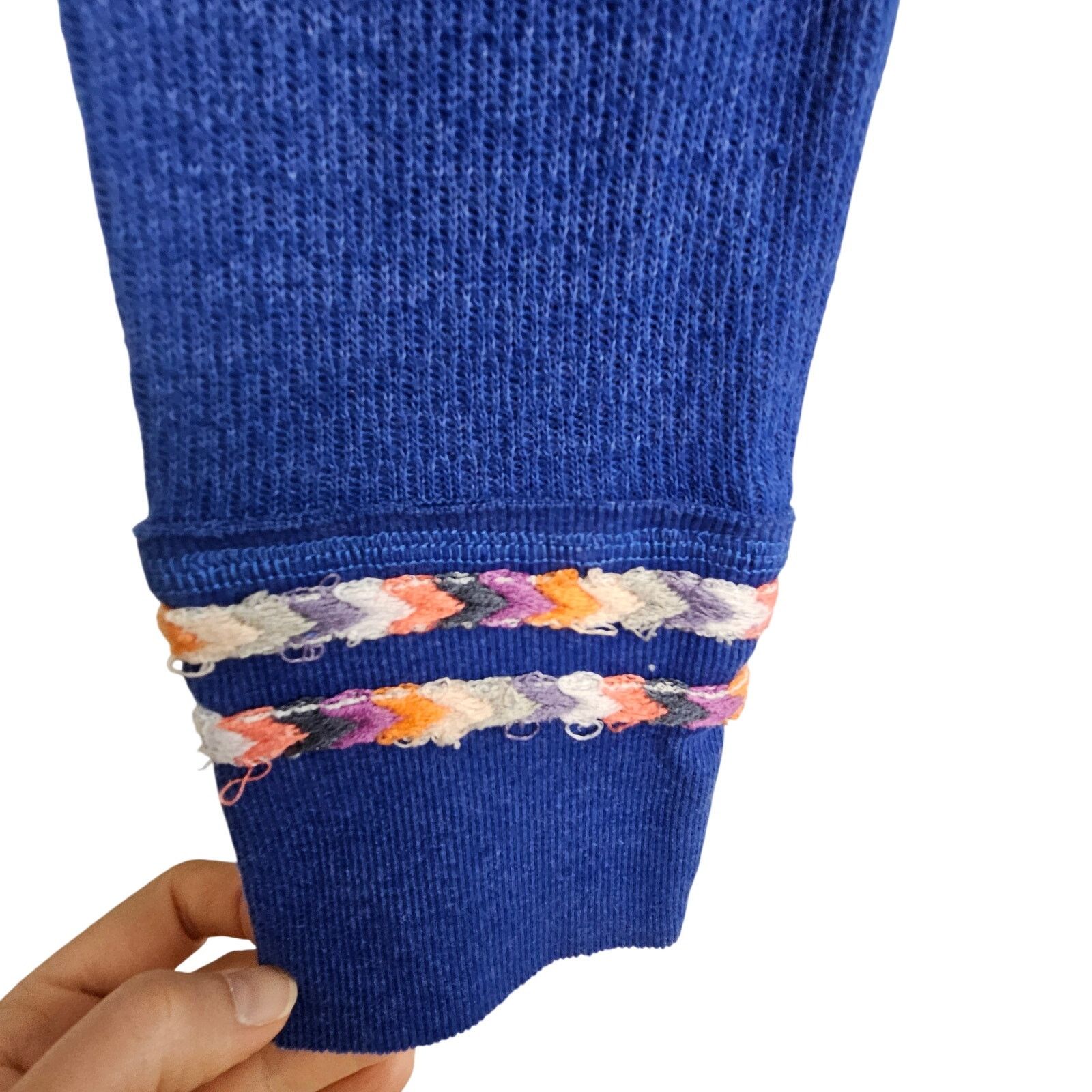Free People Free People Rainbow Thermal Tee Blue Henley Embroiderd Boho Size M / US 6-8 / IT 42-44 - 5 Thumbnail