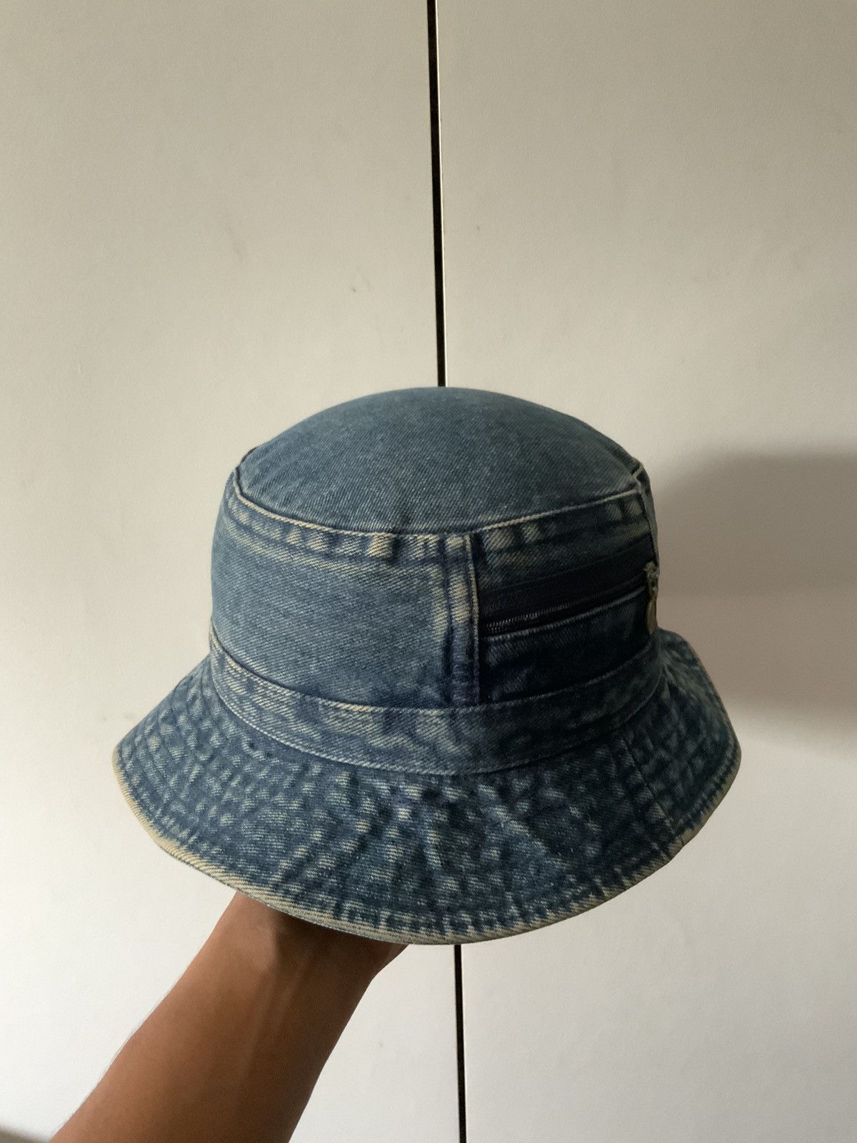 Hat Club Light Wash Fade Pocket Zip Denim Bucket Hat Size ONE SIZE - 1 Thumbnail