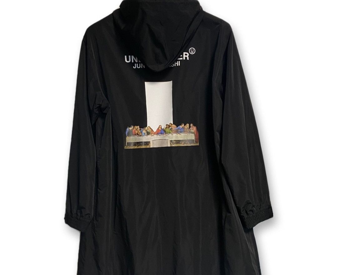 image of Undercover Hooded Long Jacket Windbreaker in Black, Men's (Size XL)