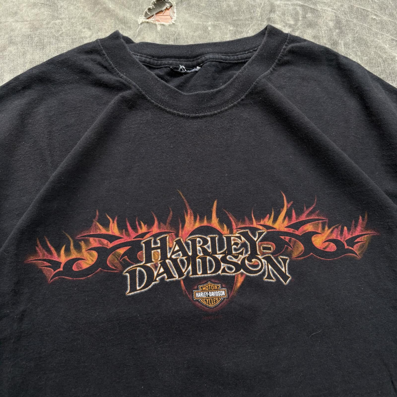Harley Davidson Vintage Y2K Harley Davidson Flames Moose Grunge Biker Shirt Size US XL / EU 56 / 4 - 4 Thumbnail