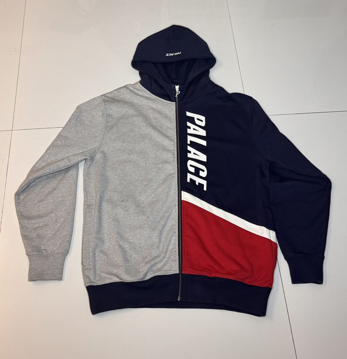 Palace × Streetwear Palace Shatter Embroidered Zip Up Hoodie Navy