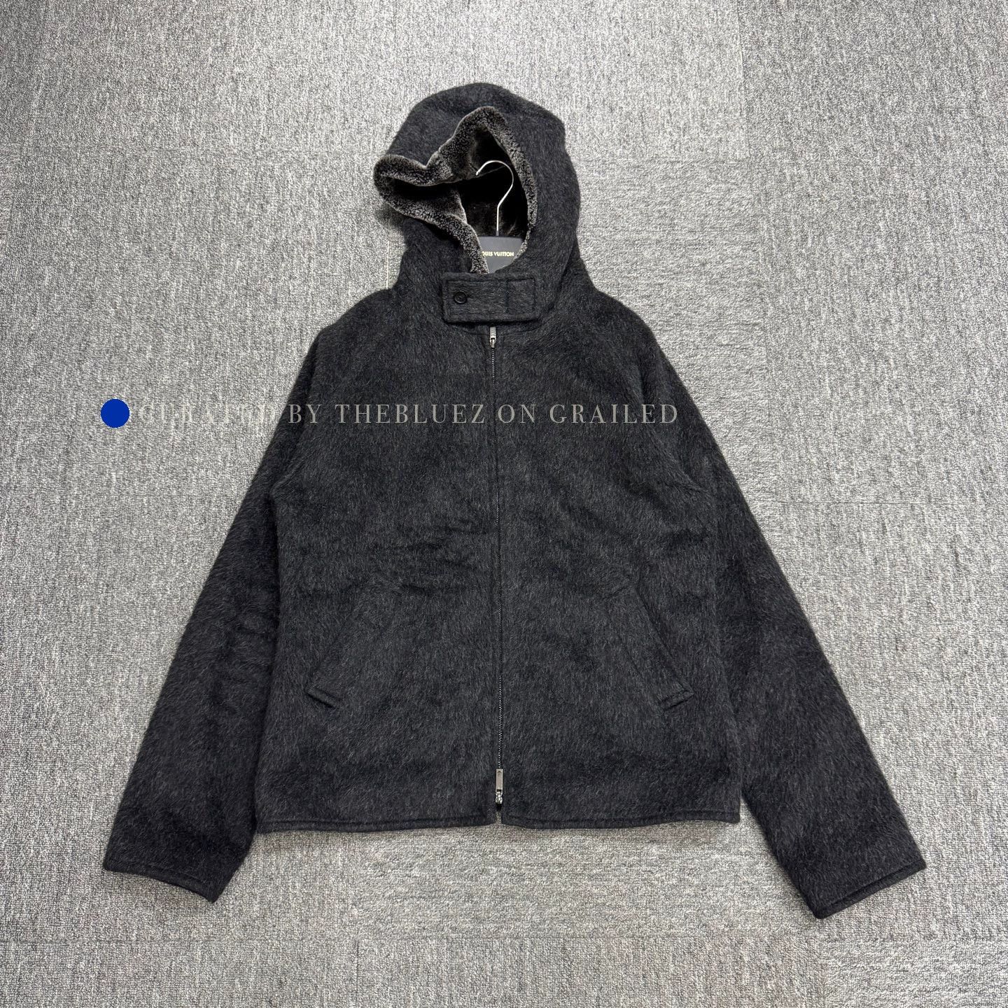 Emporio Armani Black Wool Mohair Jacket with Fur Collar Size US L / EU 52-54 / 3 - 1 Thumbnail