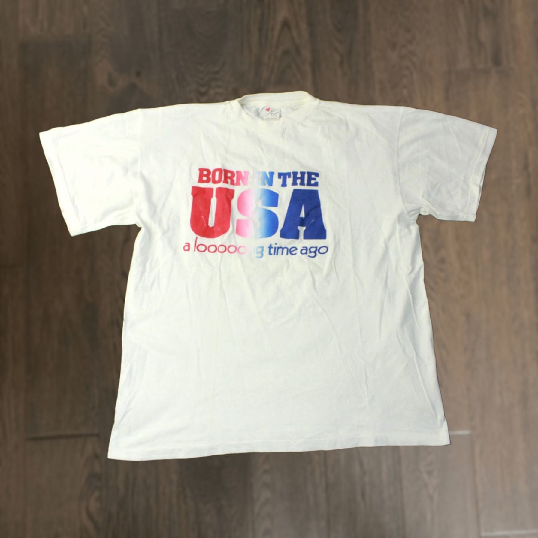 Born BORN IN THE USA Shirt XL Men Vintage Caribbean Dream 90s White Short Sleeve USA Decade 90s Shirt Mens XL Size US XL / EU 56 / 4 - 1 Thumbnail