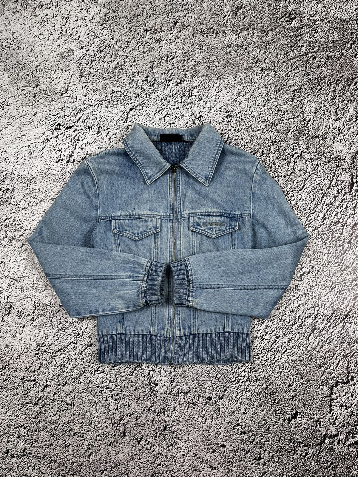Japanese Brand Denim Knit Zip Up Jacket like Moto old jeans trending faded Size M / US 6-8 / IT 42-44 - 2 Thumbnail