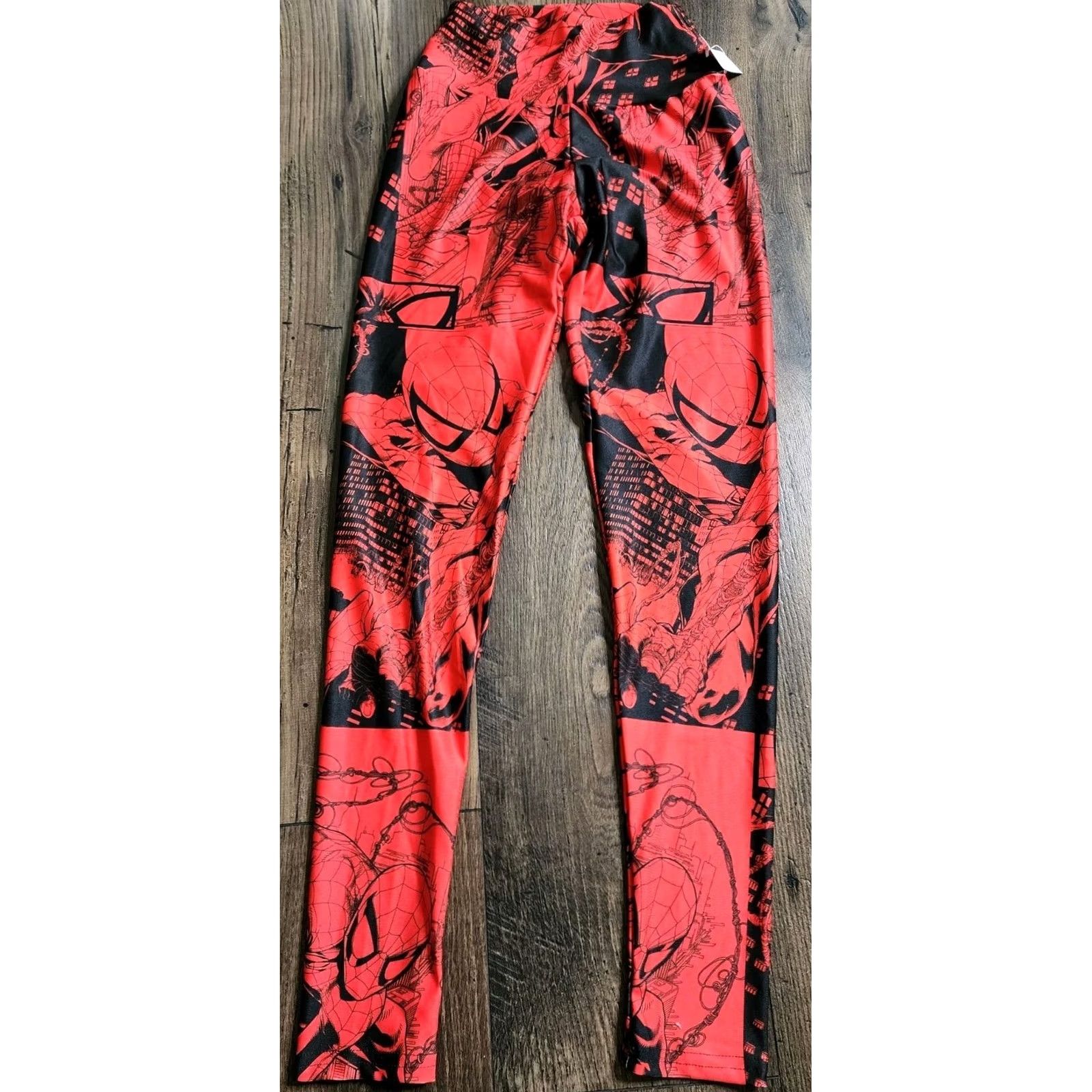 Vintage VINTAGE? Universal Studios Womens XS SPIDERMAN MARVEL COMICS Leggings Stretch Pants Size 26" / US 2 / IT 38 - 2 Thumbnail