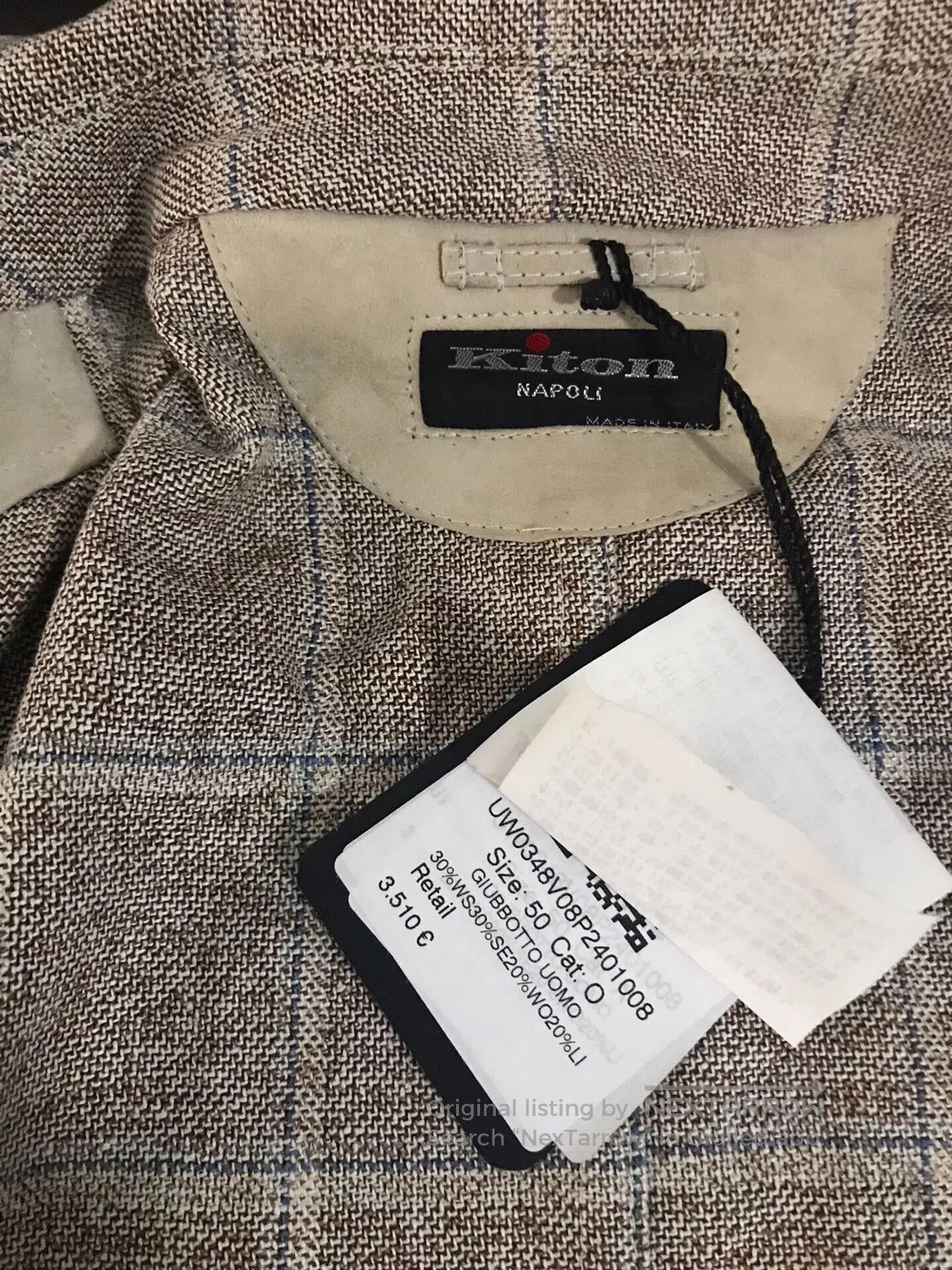 Brunello Cucinelli premium men's jacket in light beige checkered pattern. Size US L / EU 52-54 / 3 - 4 Thumbnail