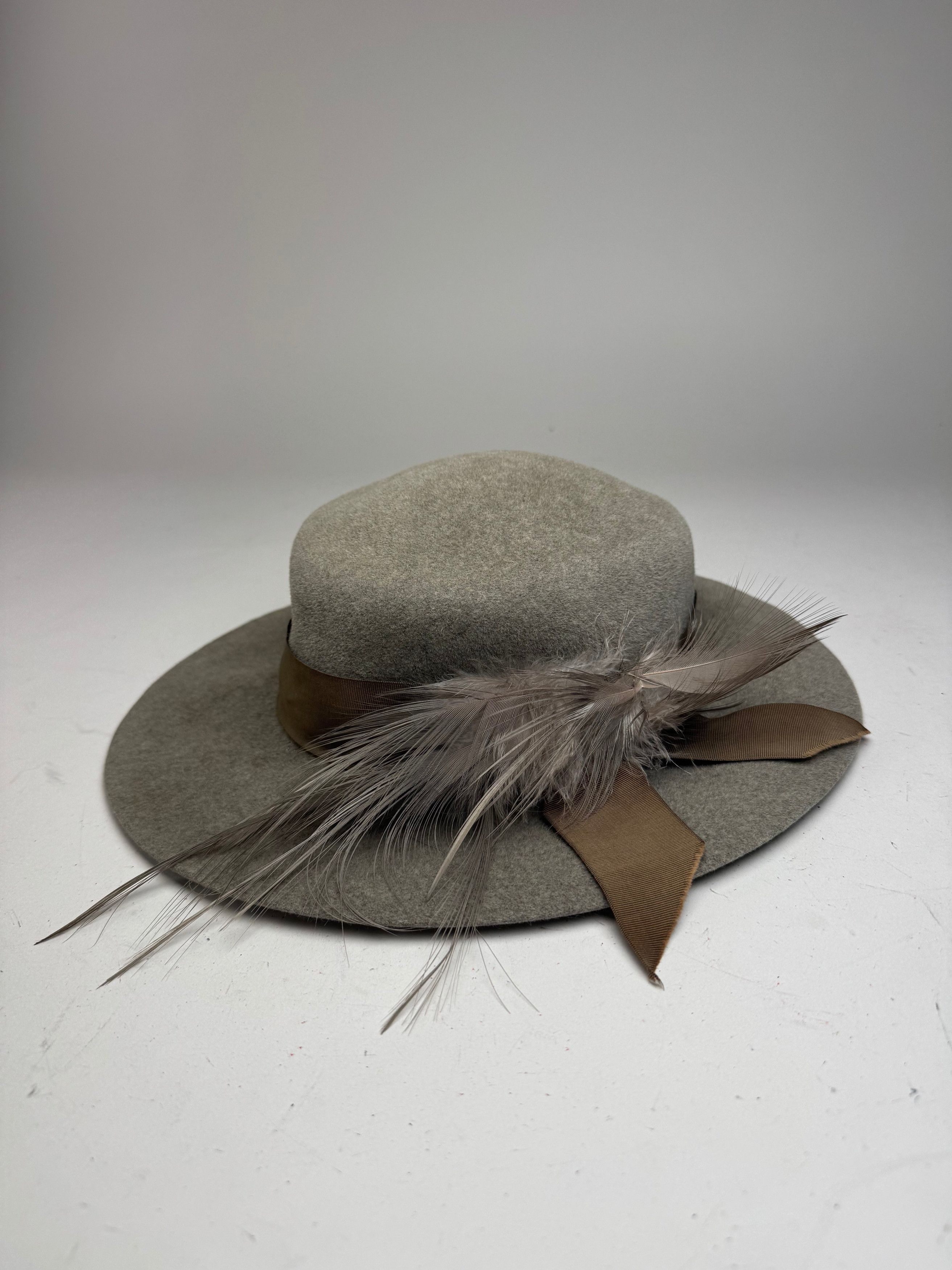 Jil Sander Vintage Wool Feather Hat Grey Size ONE SIZE - 1 Thumbnail
