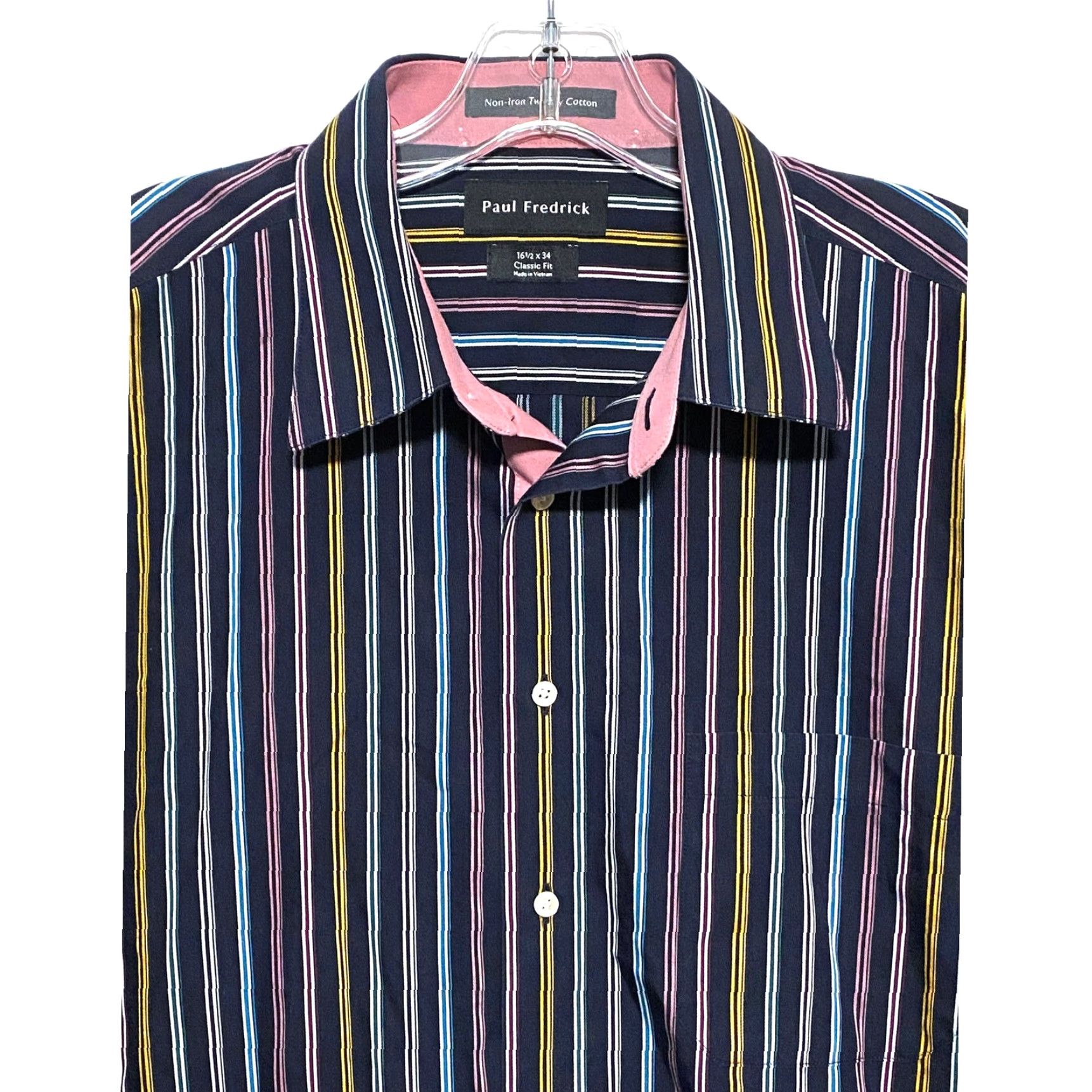 Vintage Paul Fredrick Classic Fit Striped Button Shirt Men 16.5 34 Business Professional Size US XL / EU 56 / 4 - 2 Thumbnail