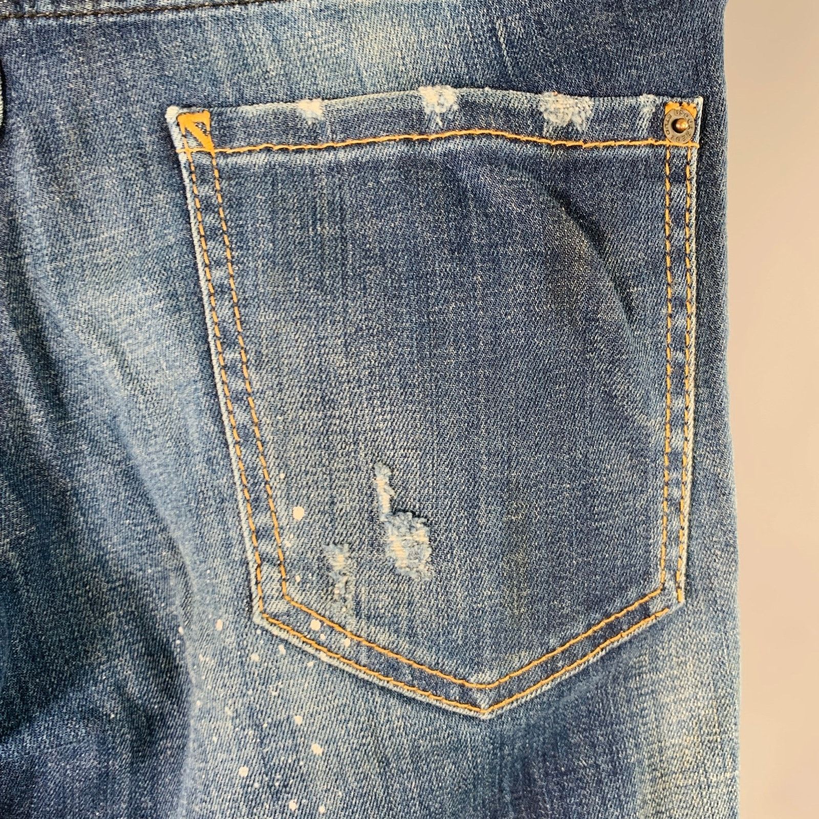 Dsquared2 Size 28 Blue White Paint Splatter Slim Button Fly Jeans Size US 28 / EU 44 - 5 Thumbnail