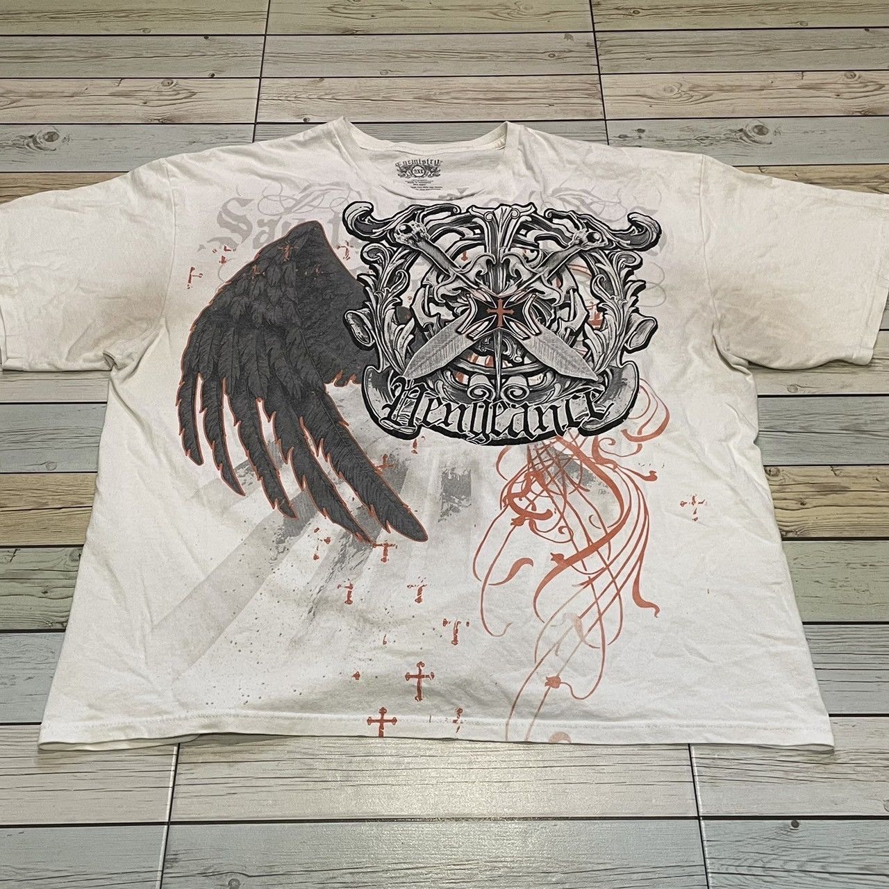 Affliction × Ed Hardy × Tapout Rare Wings Cross Tee Y2K Affliction Style Size US XXL / EU 58 / 5 - 1 Thumbnail