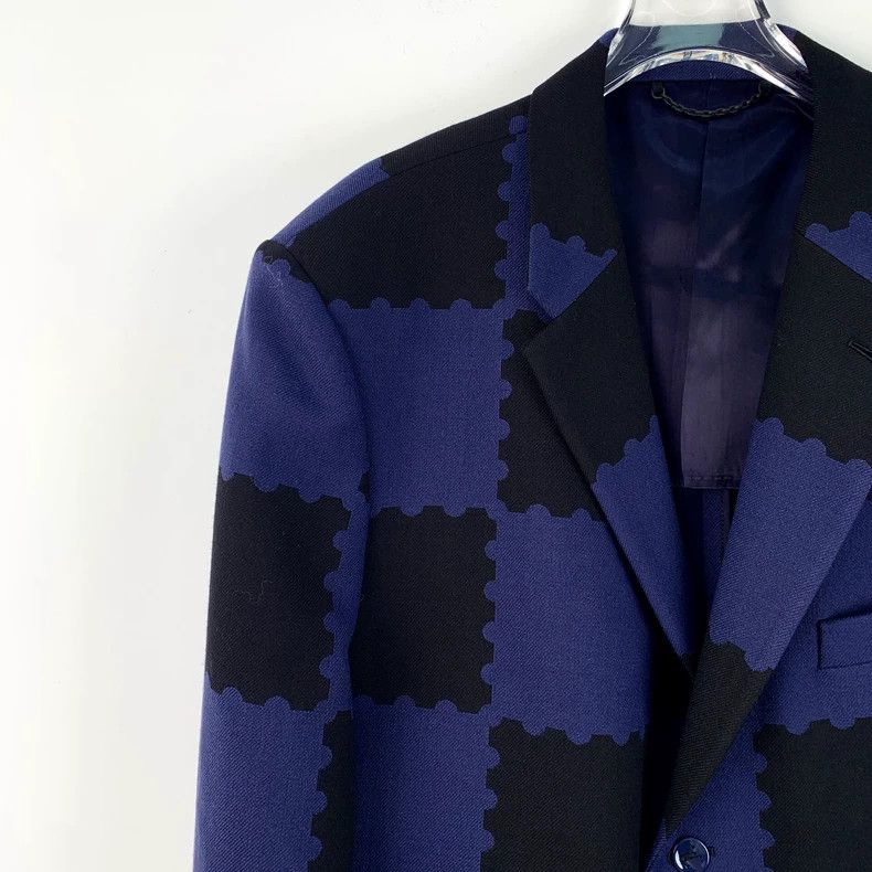 Louis Vuitton Louis Vuitton 22 dark blue checkerboard wool suits Size 54R - 5 Thumbnail