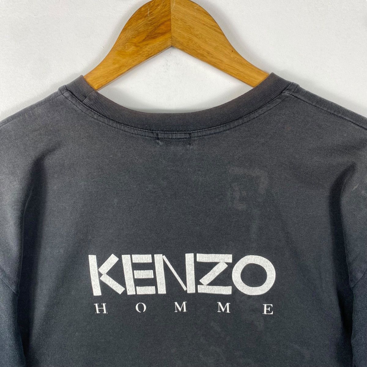 Kenzo Vintage 90's KENZO HOMME Logo Faded Distressed Tee Shirt Size US M / EU 48-50 / 2 - 2 Thumbnail