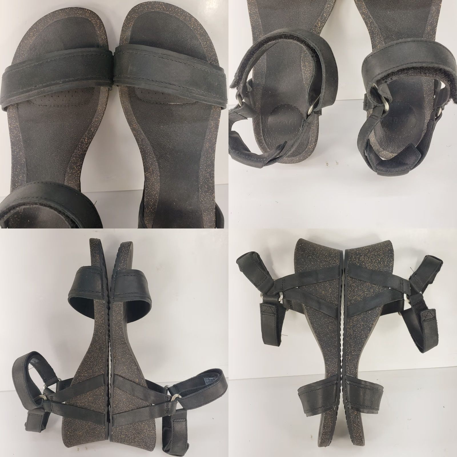 Teva Teva Women’s Ysidro Stitch Black Leather Wedge Sandals Size 8.5 Size US 9 / IT 39 - 8 Thumbnail