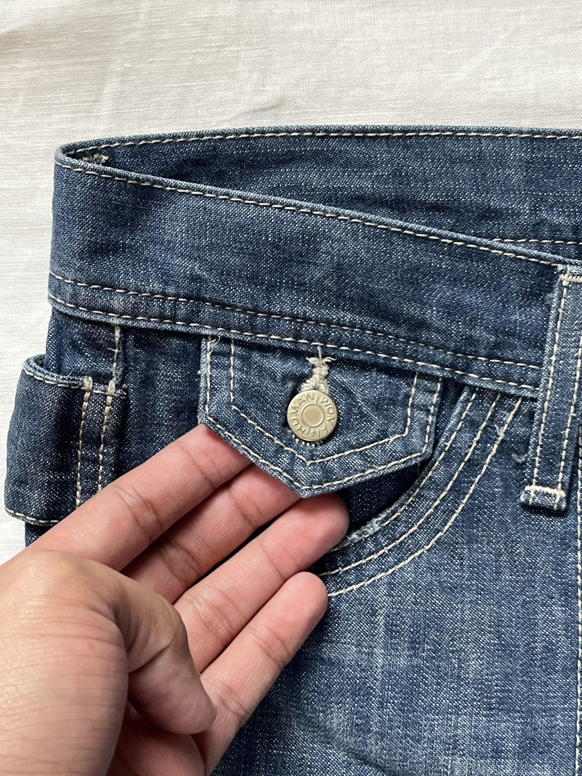 If Six Was Nine × Japanese Brand Human Woman Bootcut Jeans Rare Pocket Buckle Size 32" / US 10 / IT 46 - 6 Thumbnail