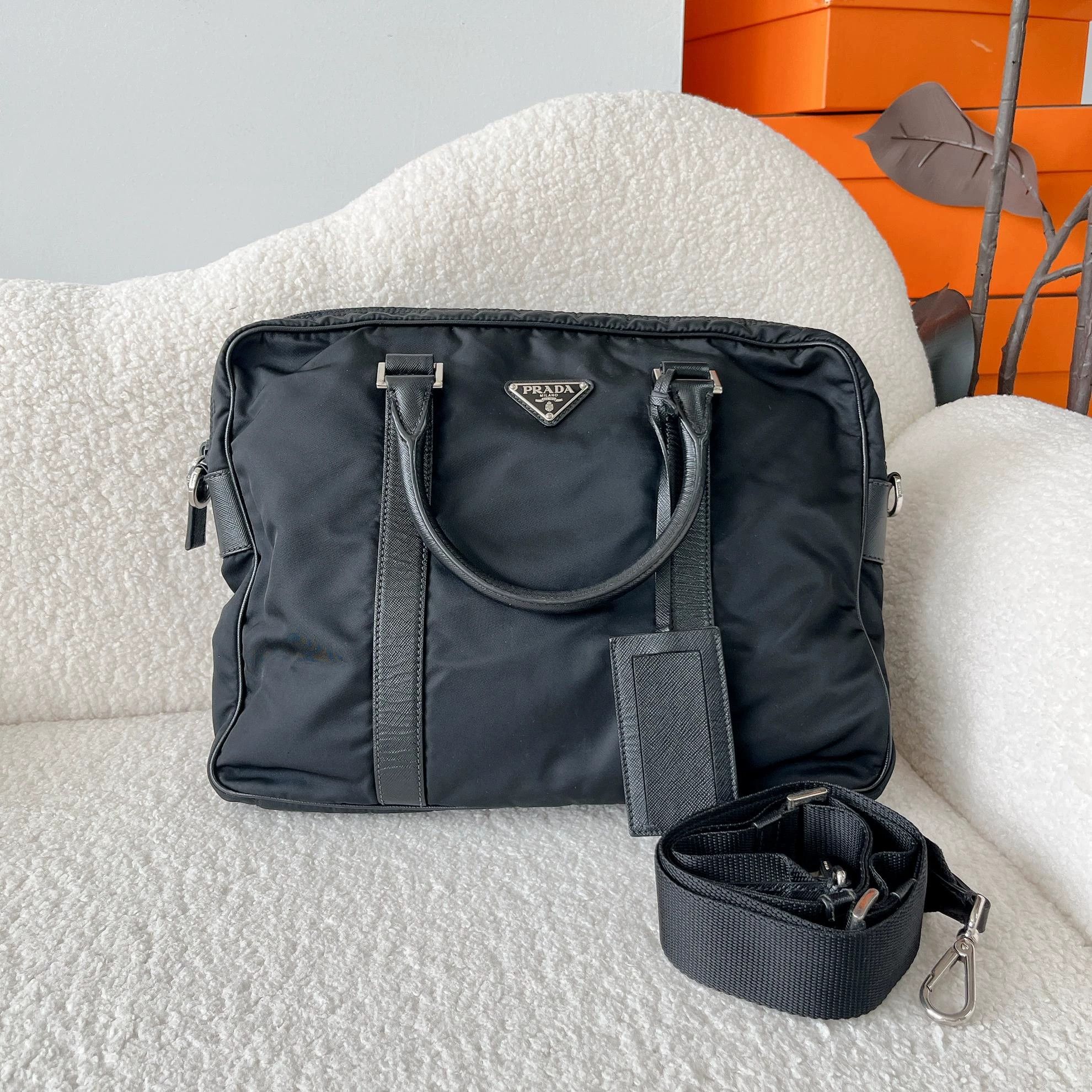 Prada Prada Black Nylon Briefcase 3613 37x7x29 Size ONE SIZE - 1 Thumbnail