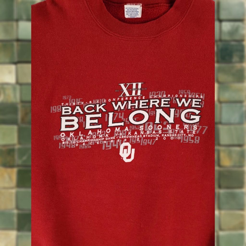 Russell Athletic VINTAGE Russell Athletic Oklahoma Big 12 Championship Red Sweatshirt Pullover Mens L Made USA Size US L / EU 52-54 / 3 - 1 Thumbnail