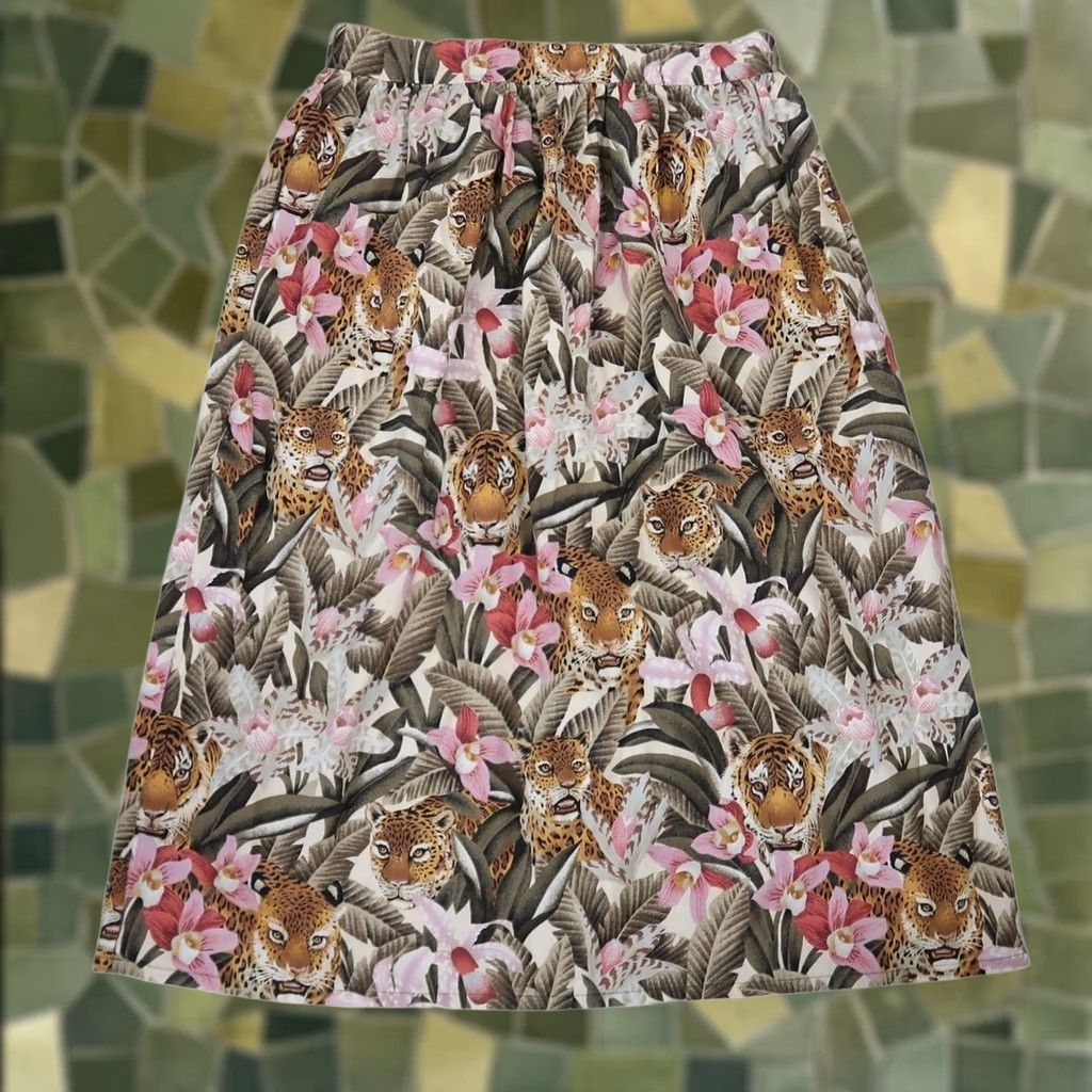 Vintage VINTAGE Maxi Skirt XL Cotton Floral Print 80s 90s Leopard Tiger Bohemian Pink Womens Size 40" / US 18 - 1 Thumbnail